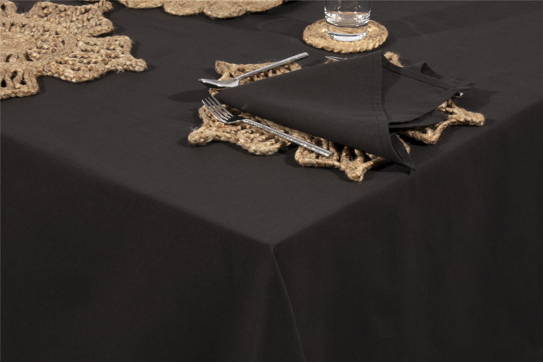 Avon 100% Cotton 240x140cm Black Tablecloth