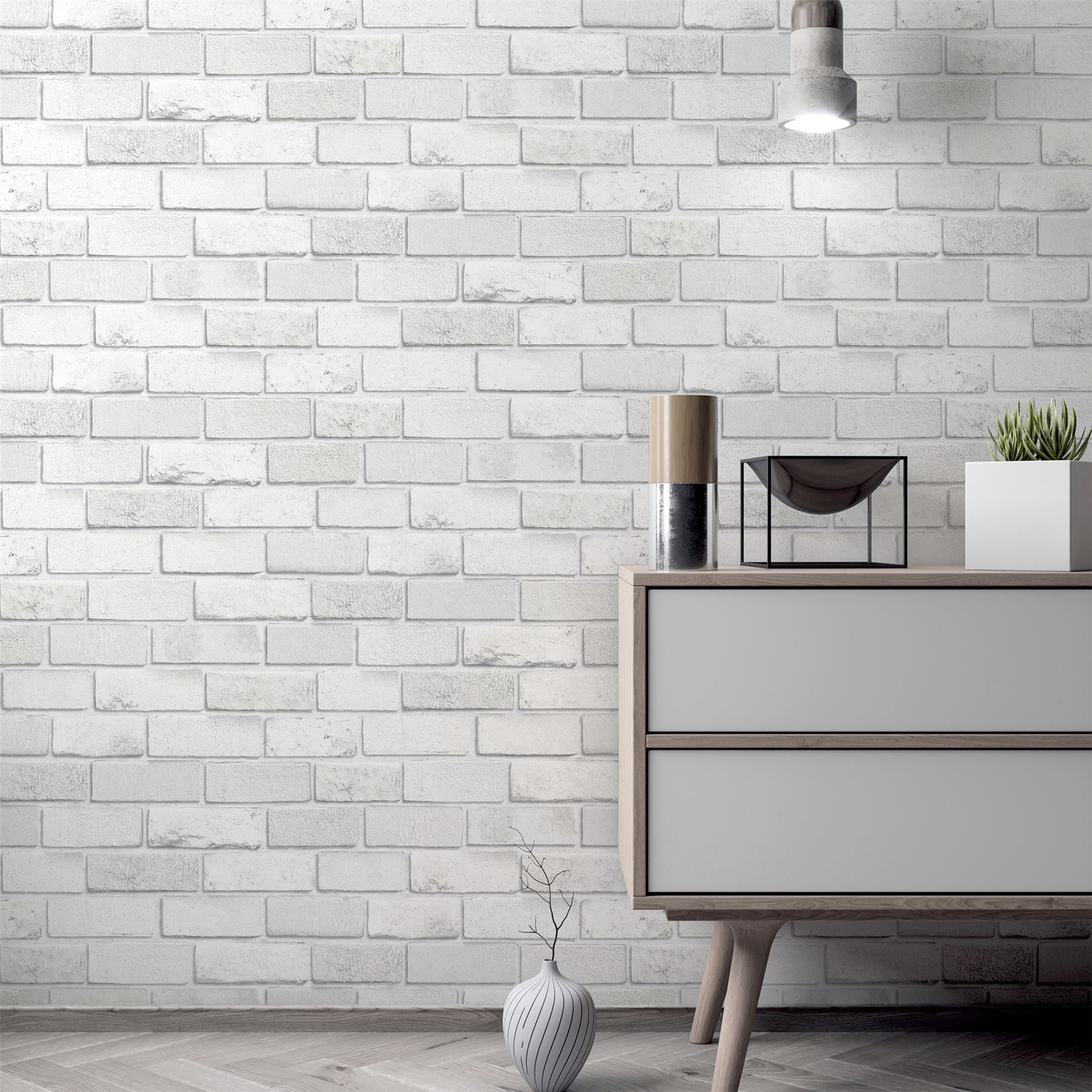Diamond White Brick Wallpaper