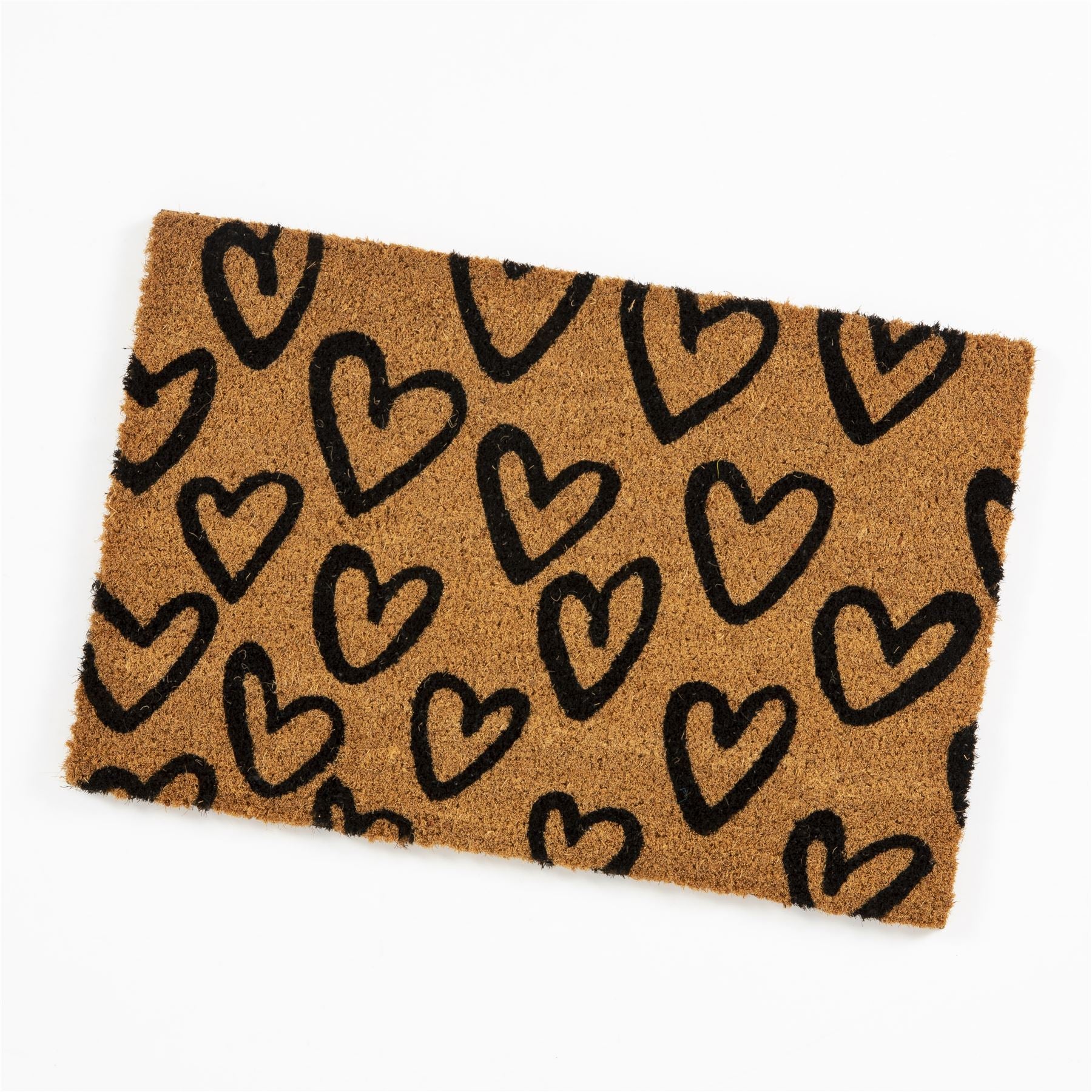 Astley Printed Hand Drawn Hearts Natural Doormat