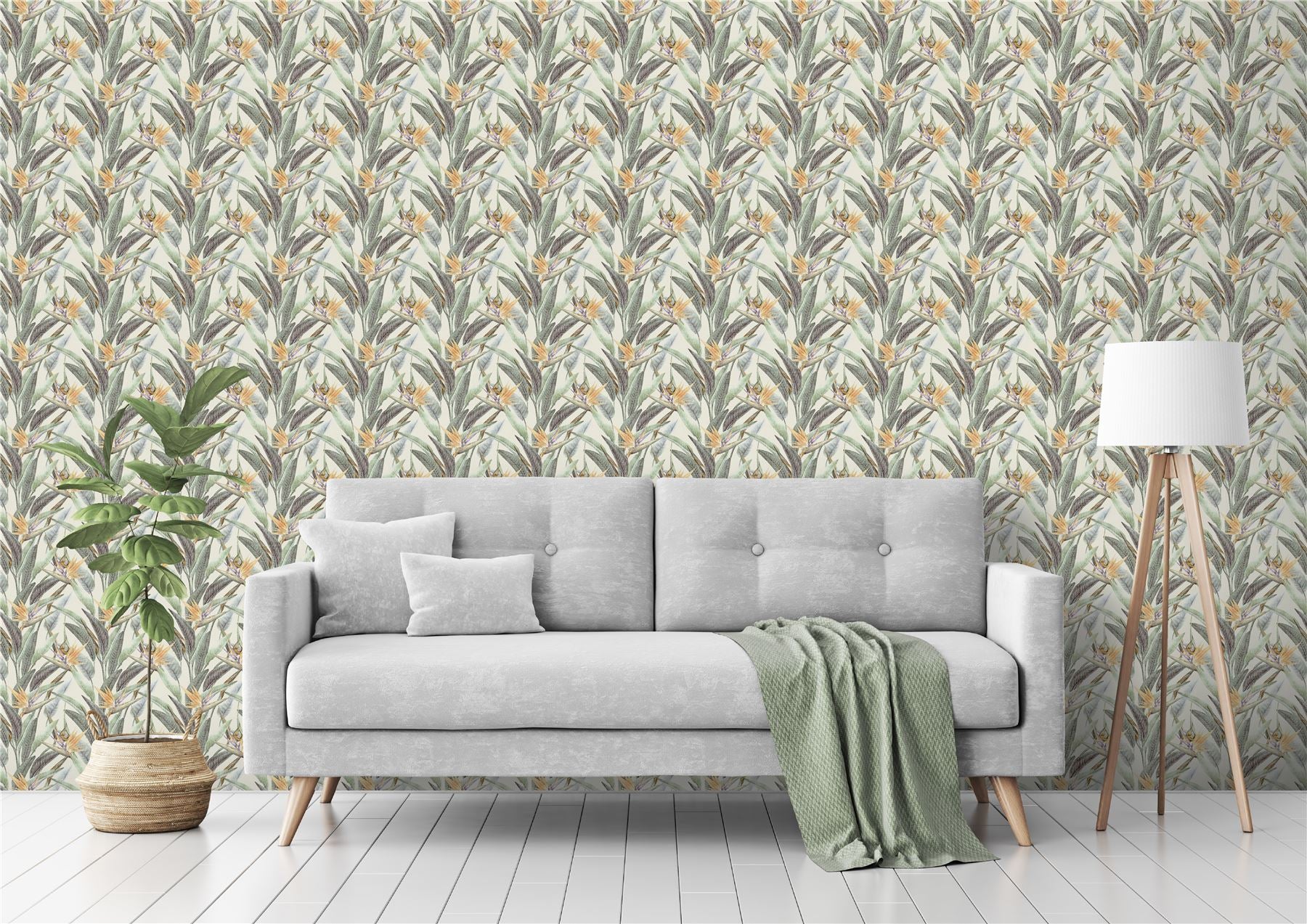Soft Jungle Vines Soft Green Wallpaper