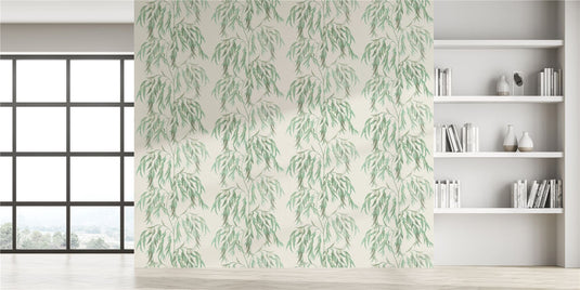 Willow Tree White/Green Wallpaper