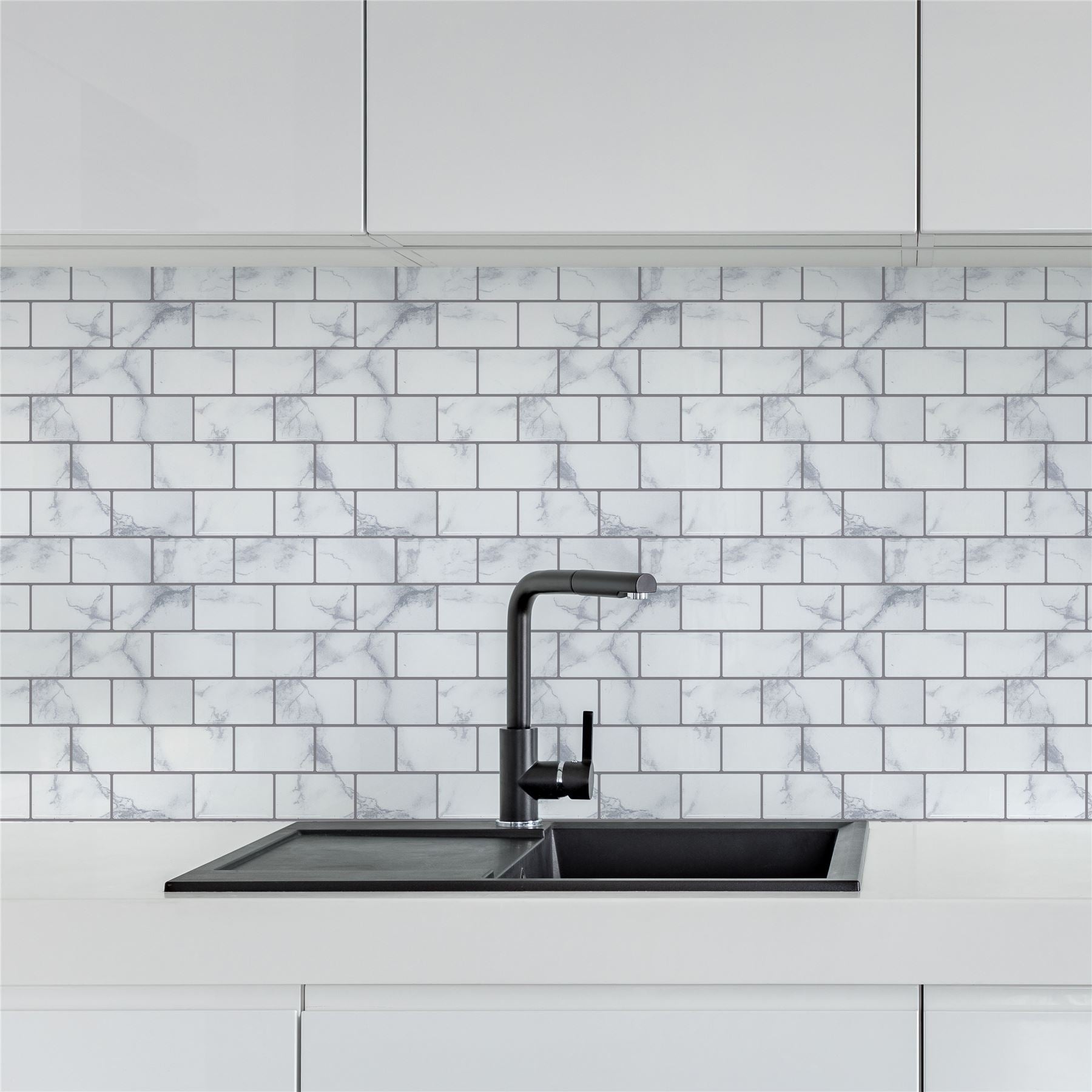 Wall Tile Marble Brick 30.5x30.5cm Grey (5 Tiles Per Pack)