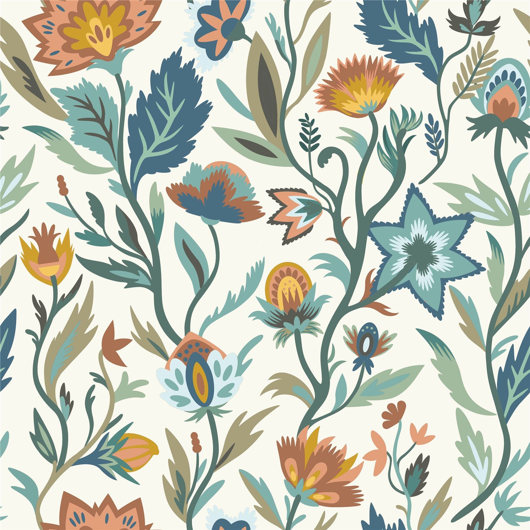 Lush Paradise Blue Wallpaper