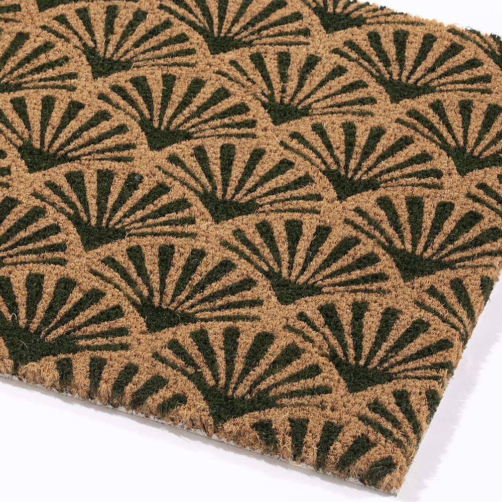 Astley Scallop Latex Backed Coir 45x75cm Forest Green Doormat