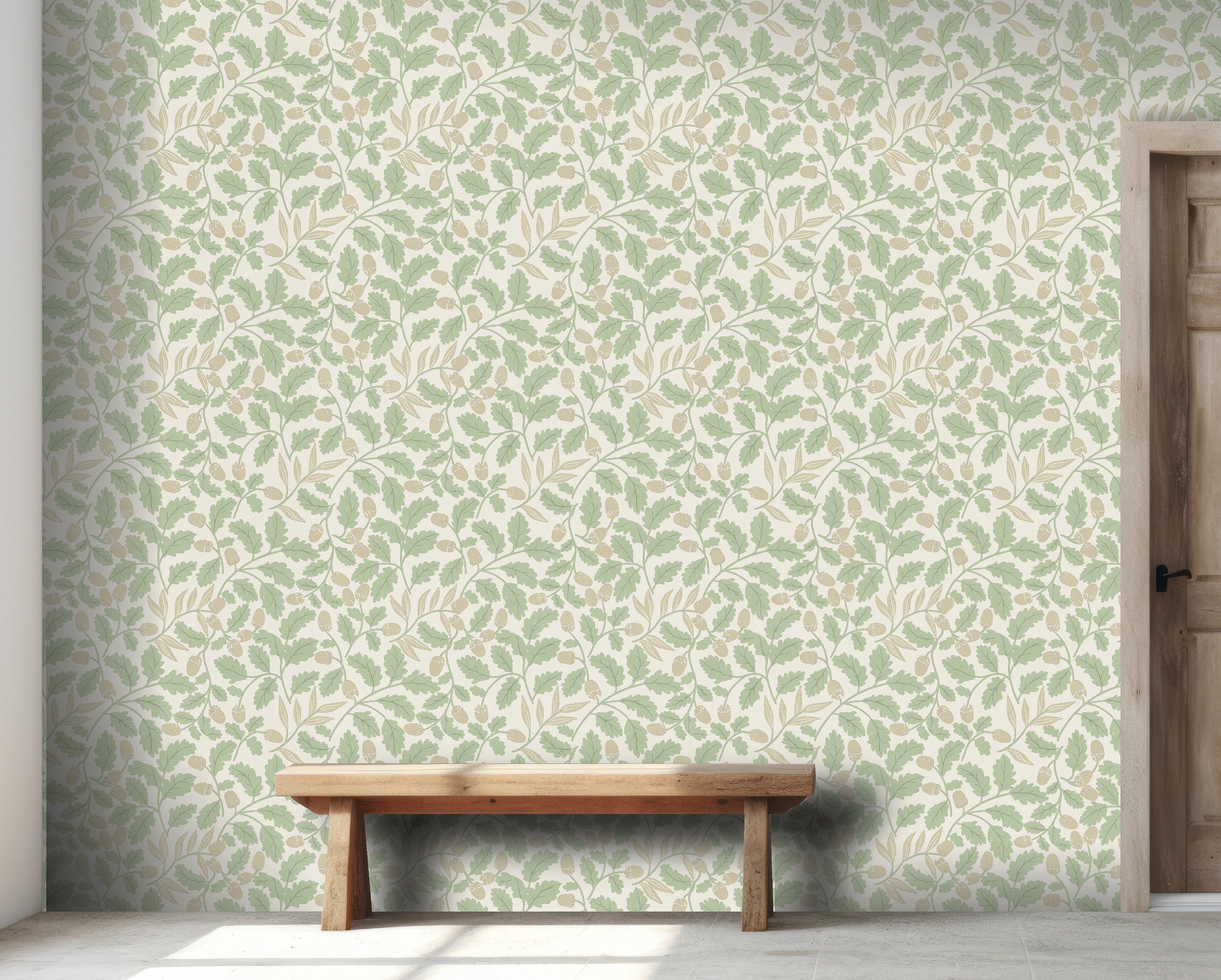 Acorn Trail Sage Wallpaper