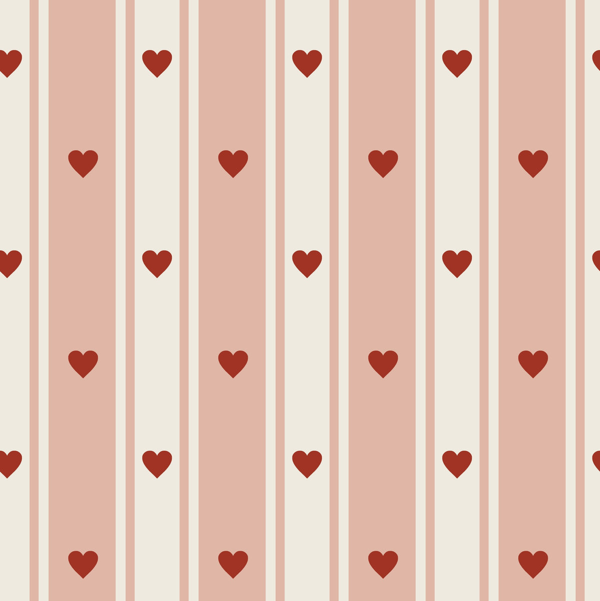 Sweetheart Stripe Blush Pink & Red Wallpaper