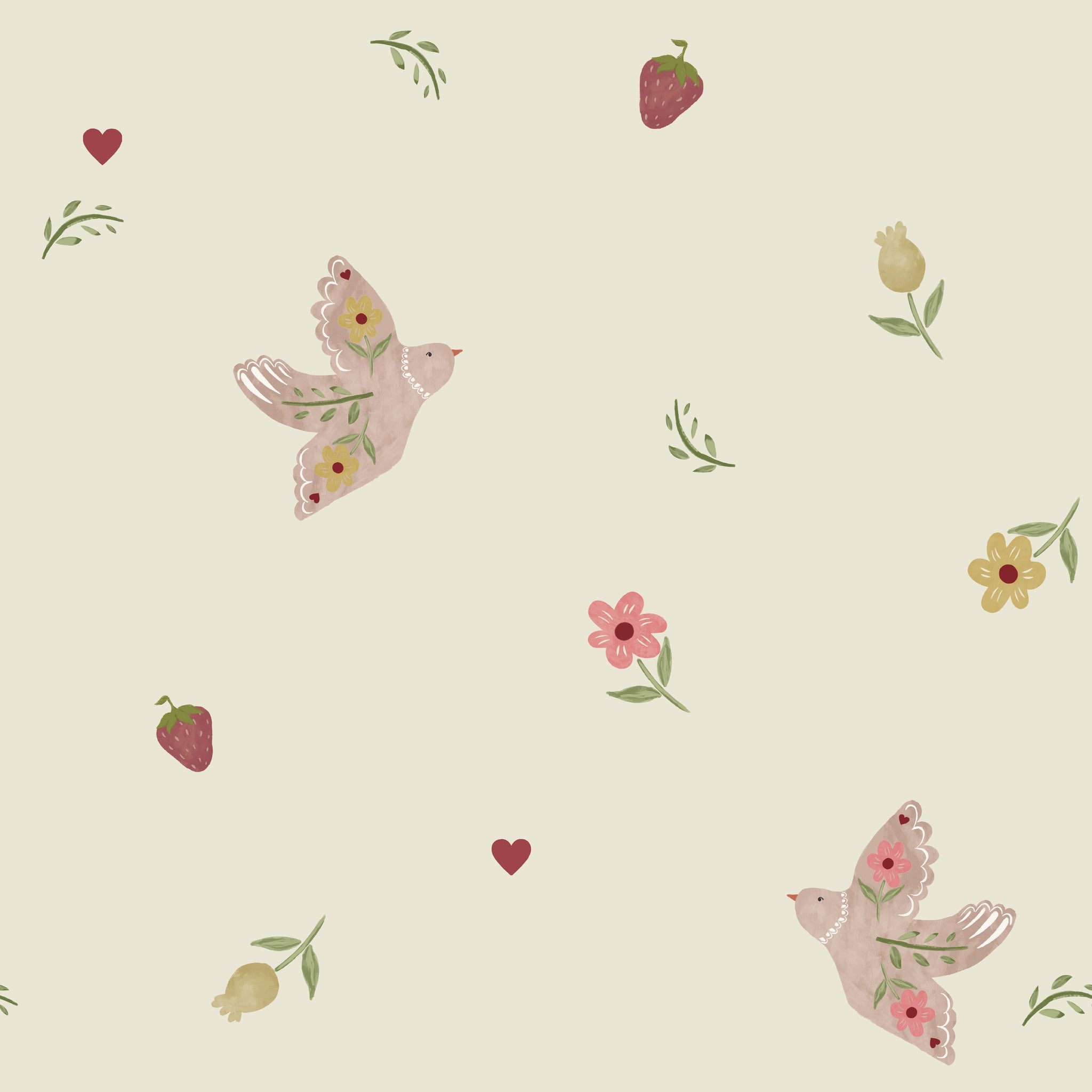 Summer Festival Cream & Blush Wallpaper
