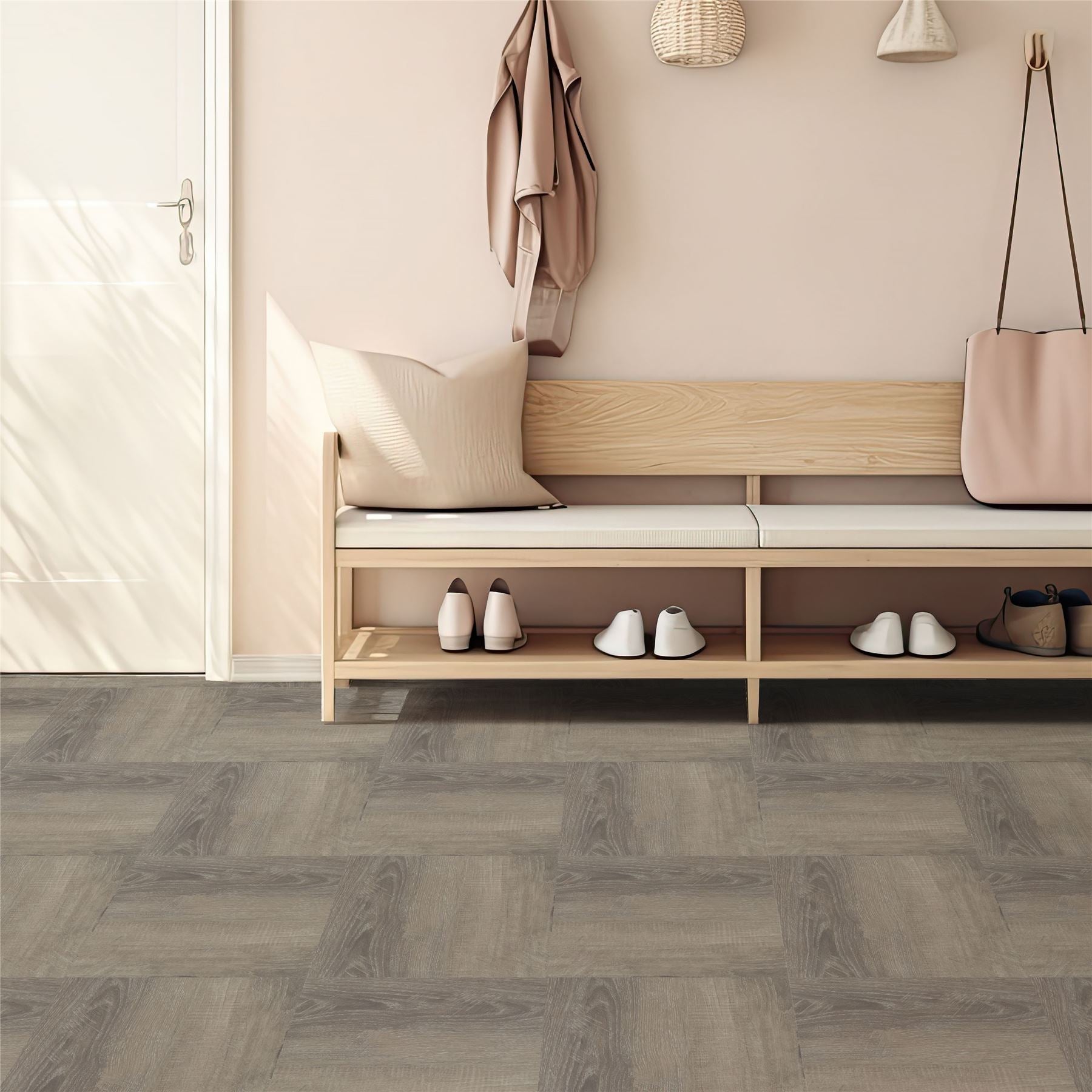 Floor Tile Wood 30.5x30.5cm Taupe (10 Tiles Per Pack) - sw6
