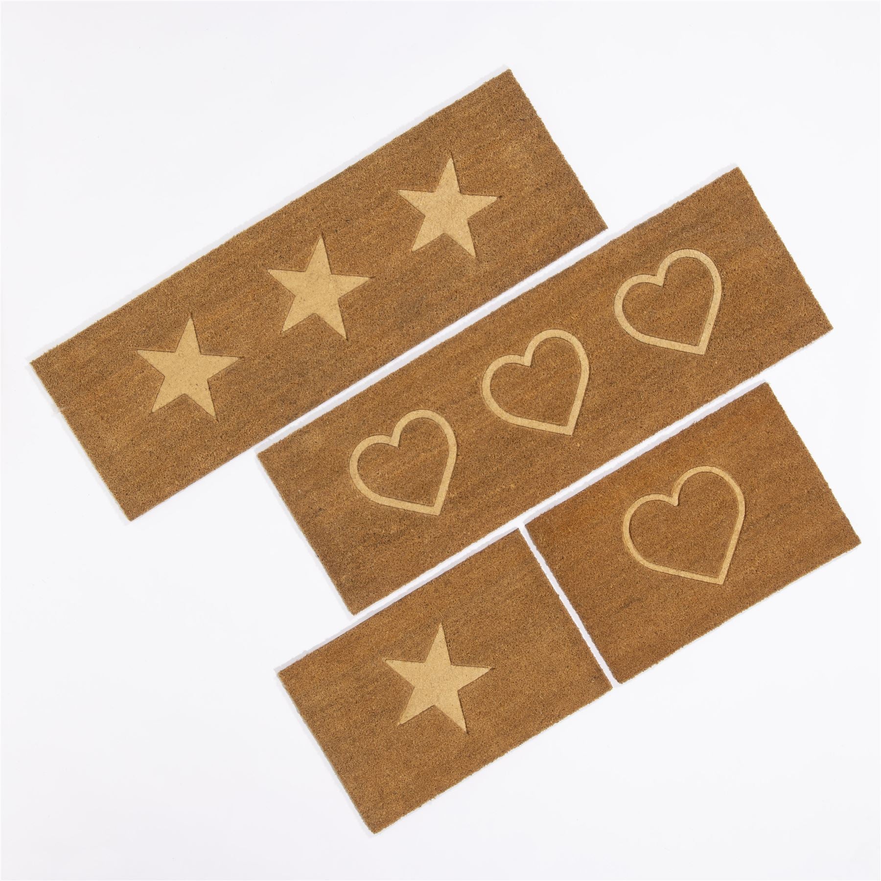 Astley Pressed Heart Embossed Natural Doormat 40x60cm