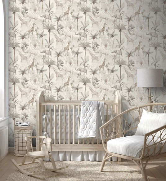 Serengeti Animals Neutral Wallpaper