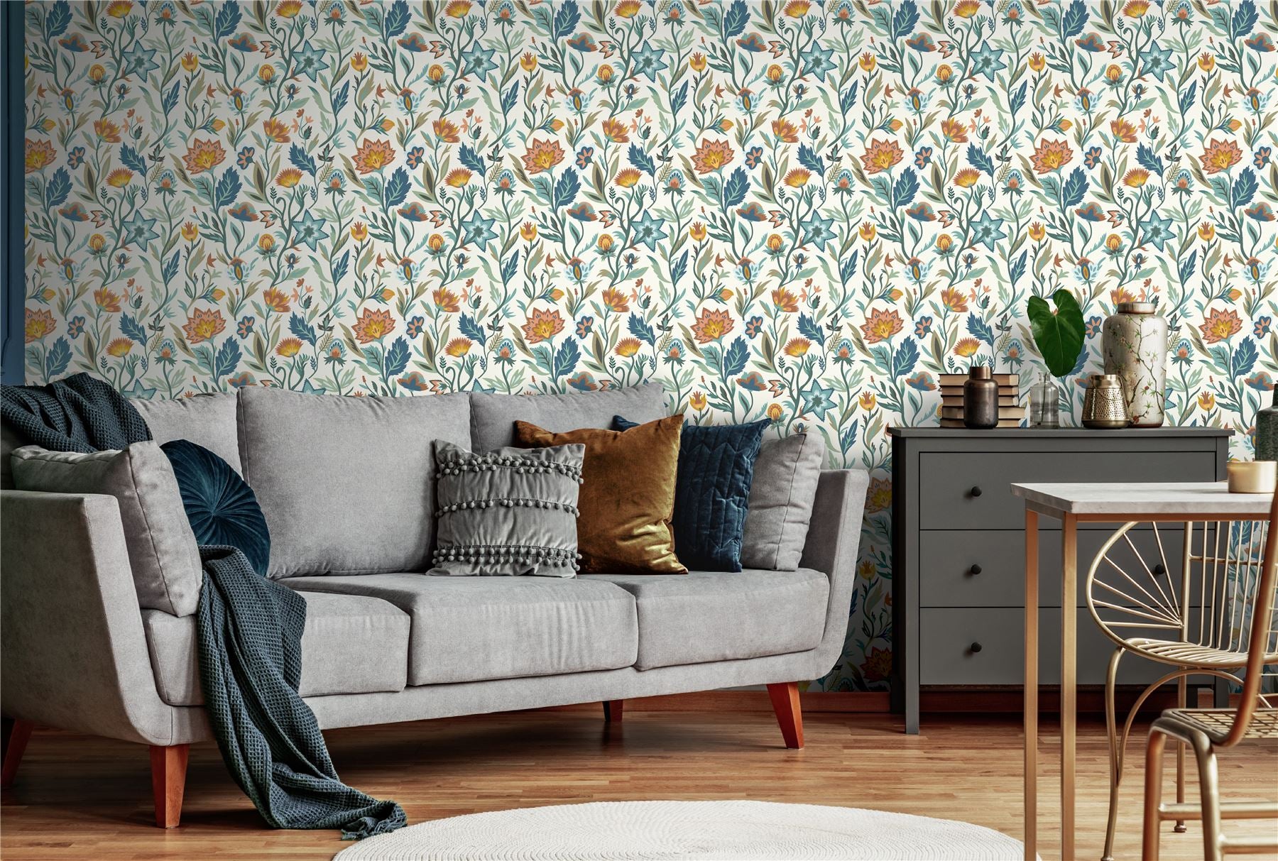 Lush Paradise Blue Wallpaper