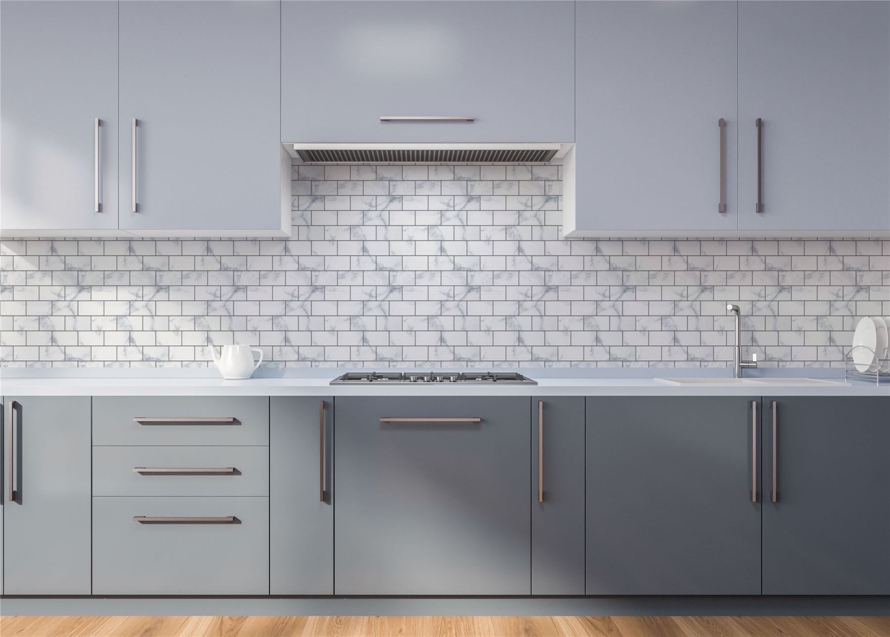 Wall Tile Marble Brick 30.5x30.5cm Grey (5 Tiles Per Pack)