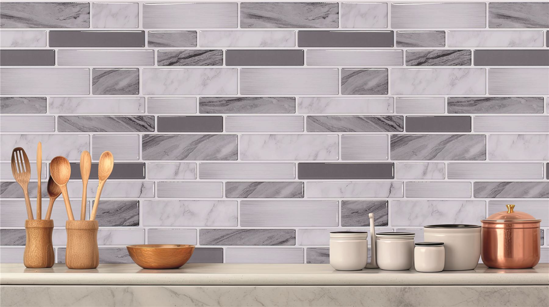 Wall Tile Slate 30.5x30.5cm Grey (5 Tiles Per Pack)