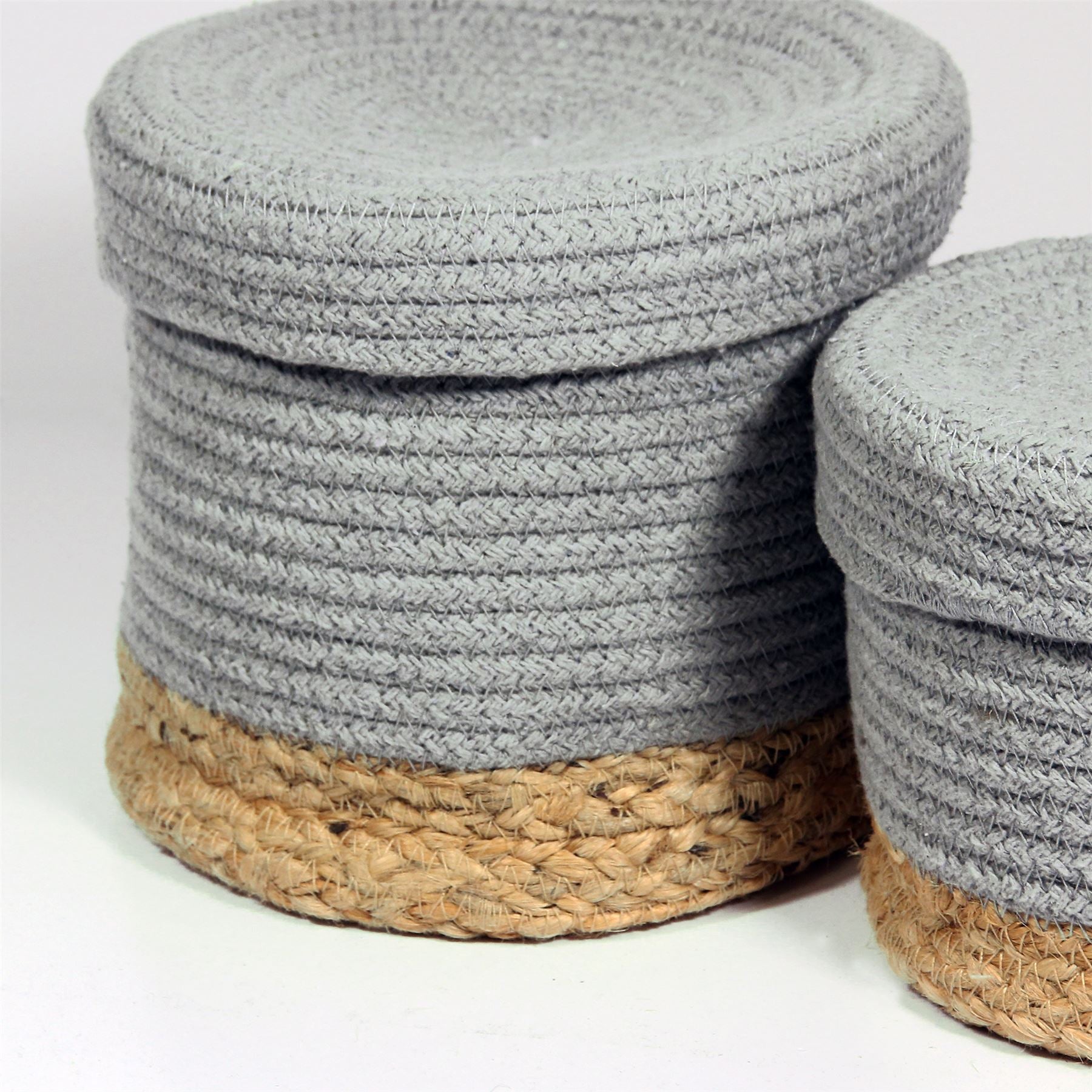 Balham Lidded Nested 18x18x17cm Grey Set of 2 Baskets
