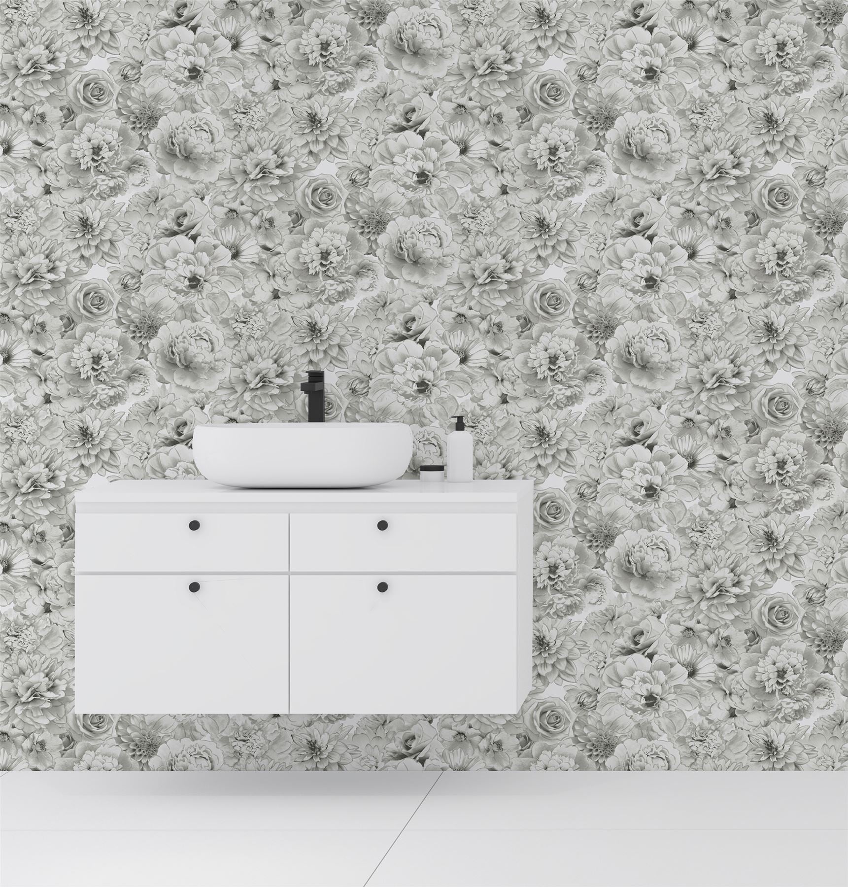Glitter Bloom Silver Wallpaper sw12