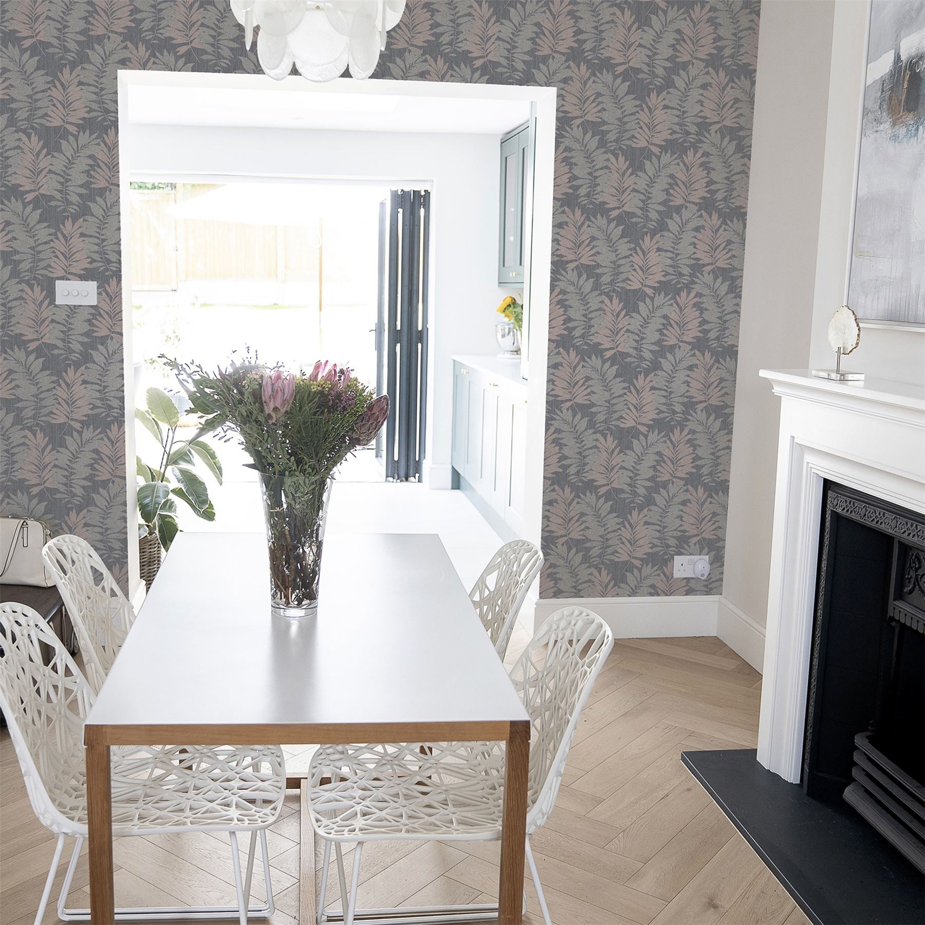 Stardust Palm Pink/Grey Wallpaper