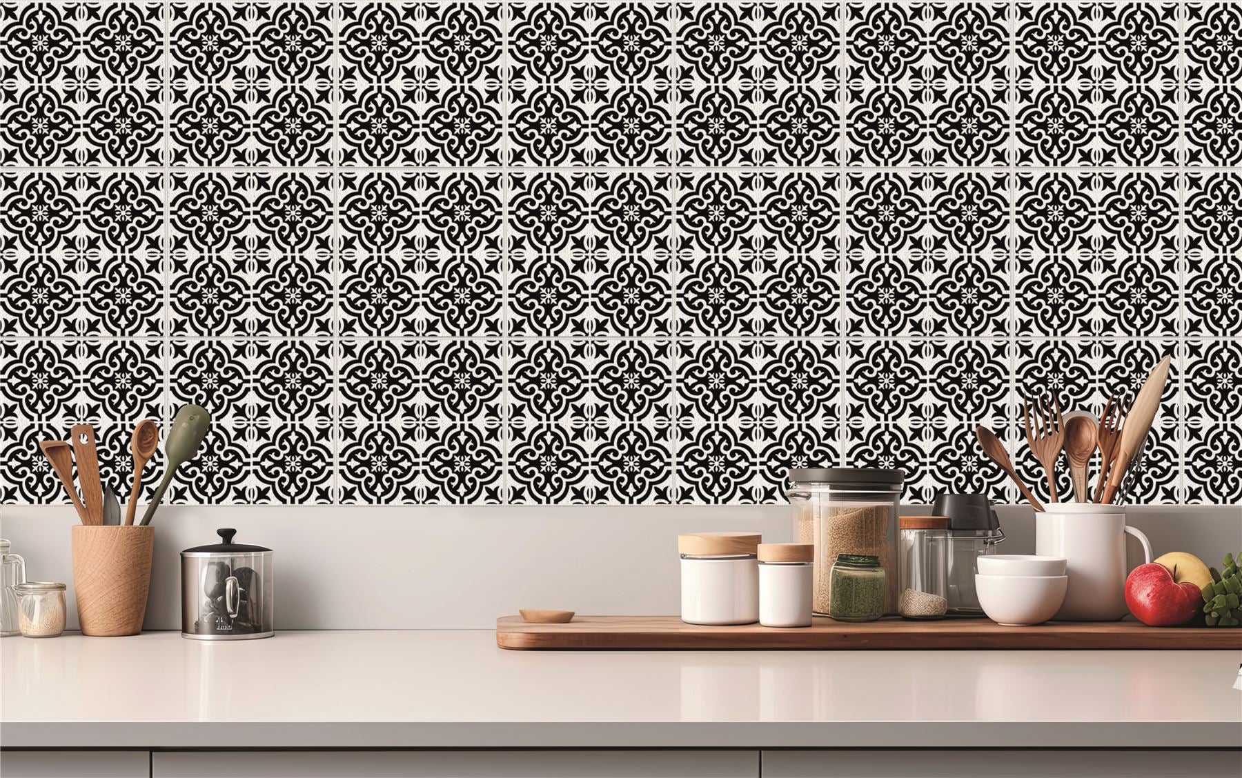 Wall Tile Motif 30.5x30.5cm Black (5 Tiles Per Pack)