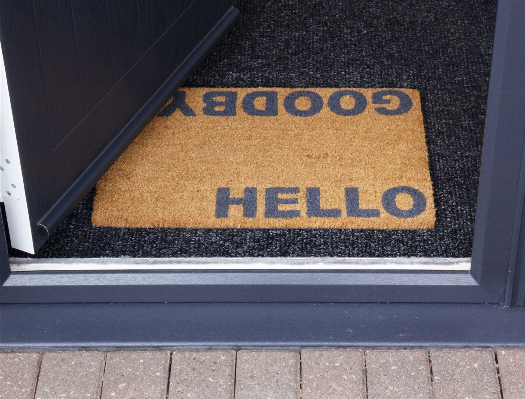 Astley Hello Goodbye Printed Neutral Doormat 40x60cm