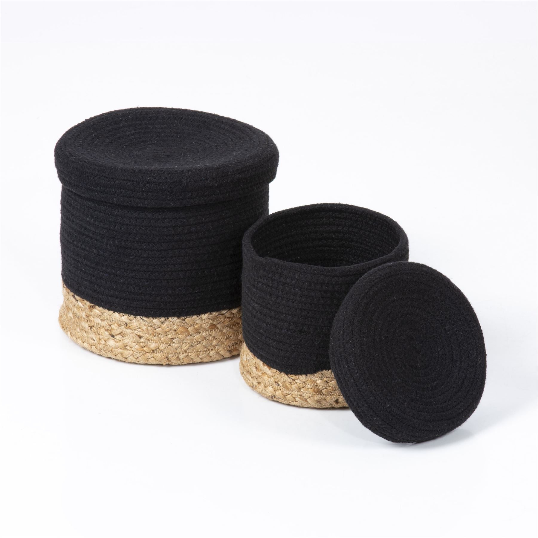 Balham  Lidded Nested 18x18x17cm Black Set of 2 Baskets