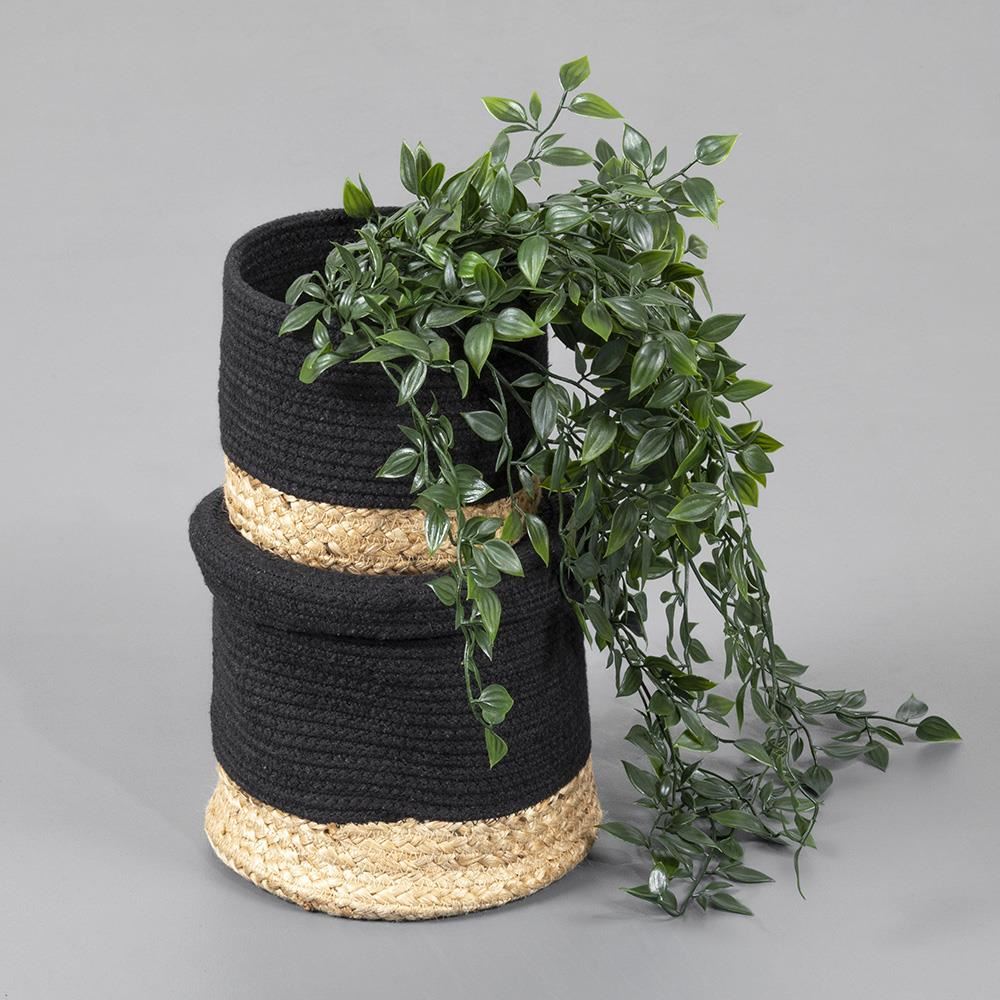 Balham  Lidded Nested 18x18x17cm Black Set of 2 Baskets