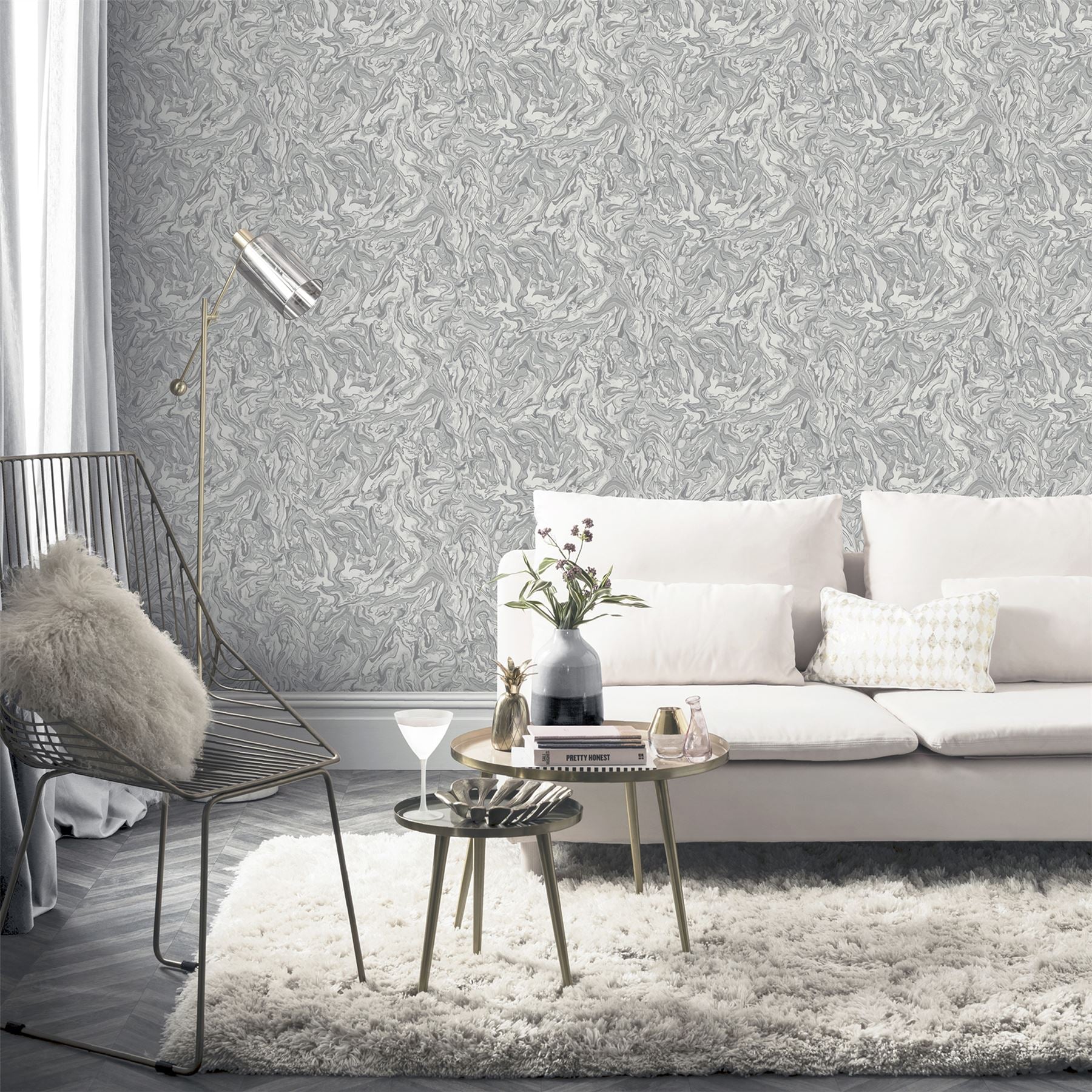 Liquid Marble Grey Wallpaper