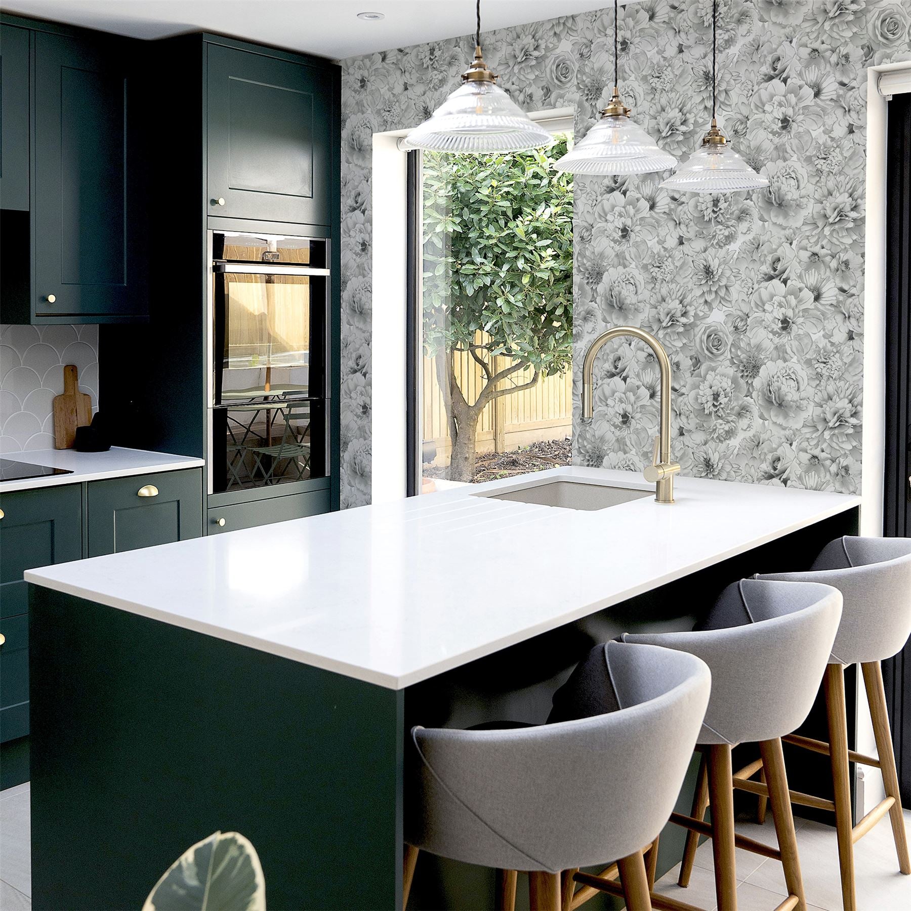 Glitter Bloom Silver Wallpaper sw12