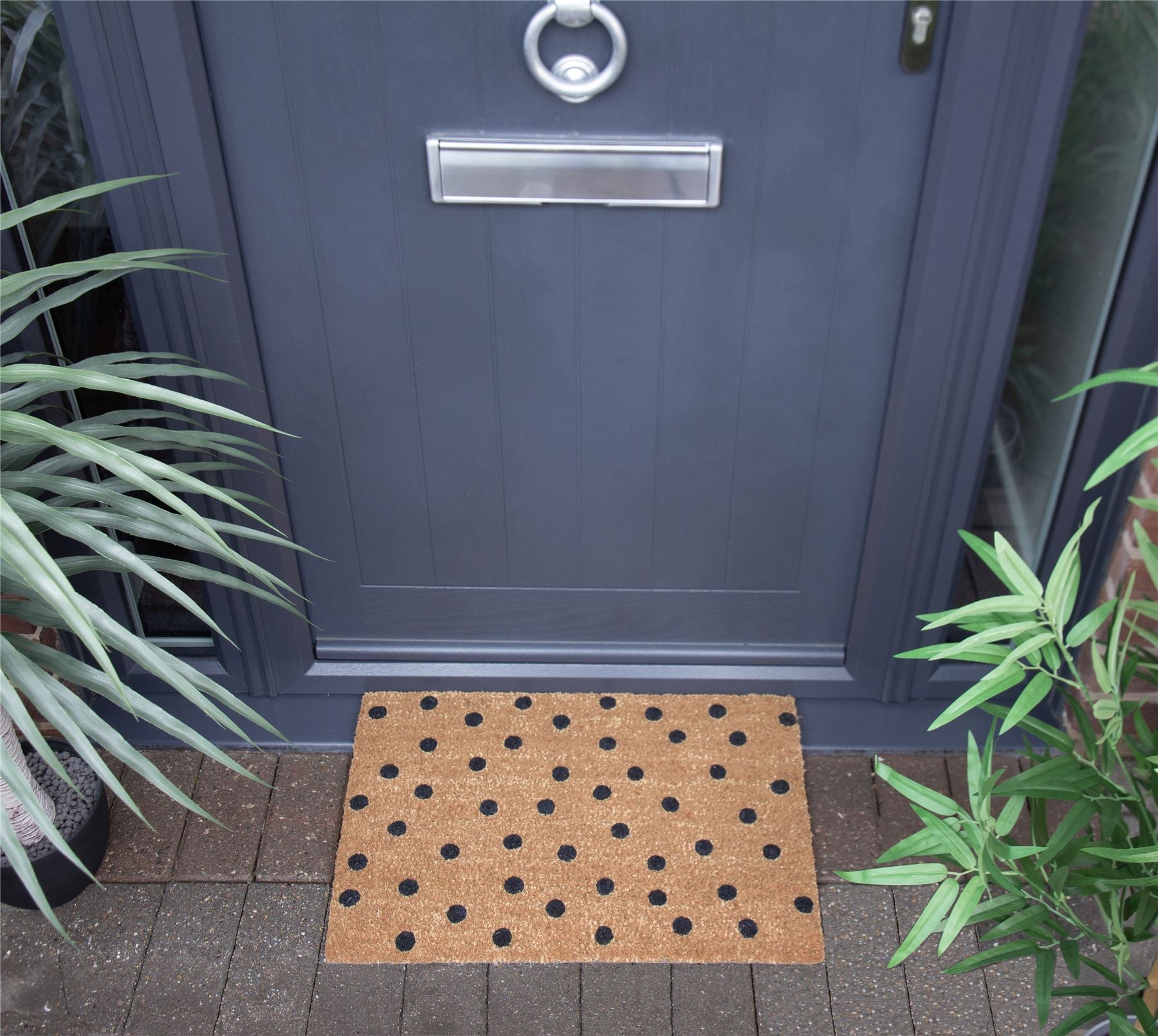 Astley Polka Dot Printed Neutral Doormat 40x60cm