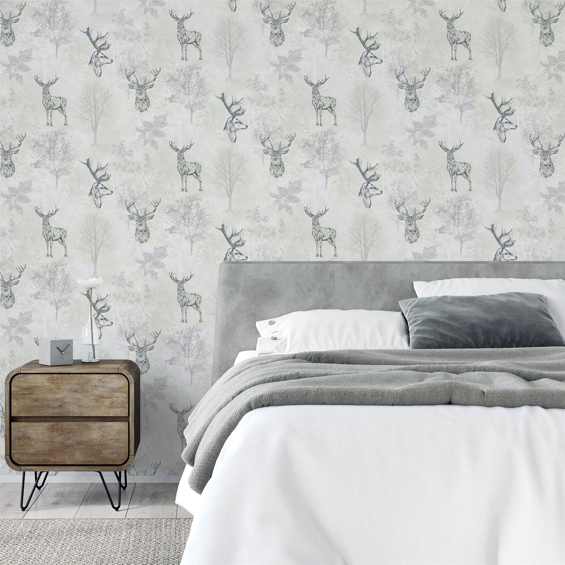 Etched Stag Mono Wallpaper sw12