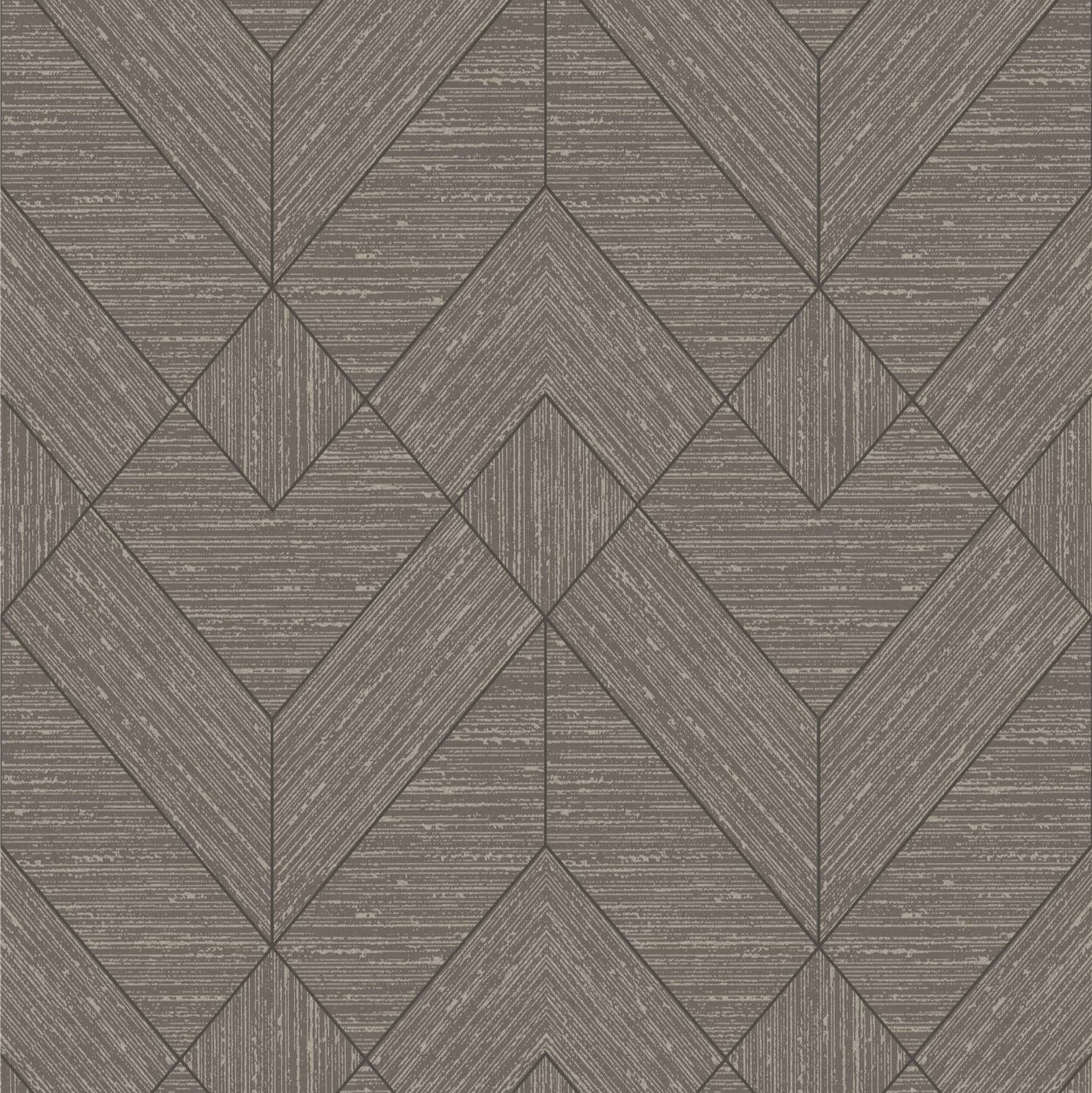 Wood Grain Geo Charcoal / Gold Wallpaper