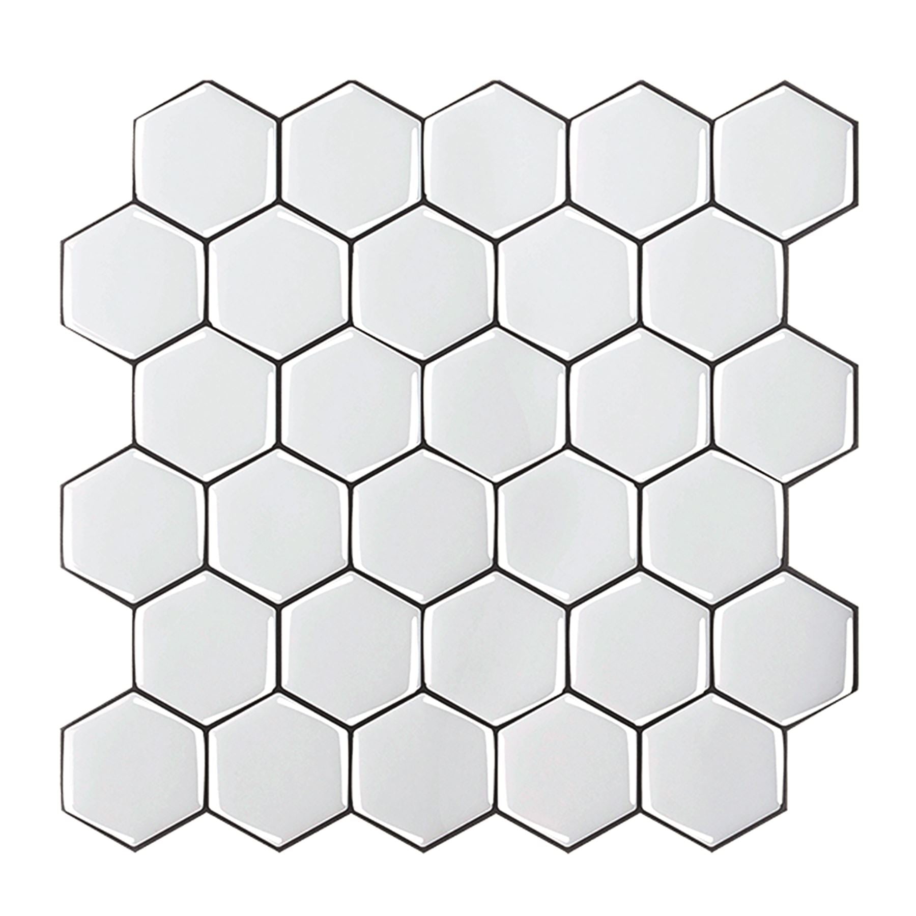 Wall Tile Hexagon 30.5x30.5cm White (5 Tiles Per Pack)
