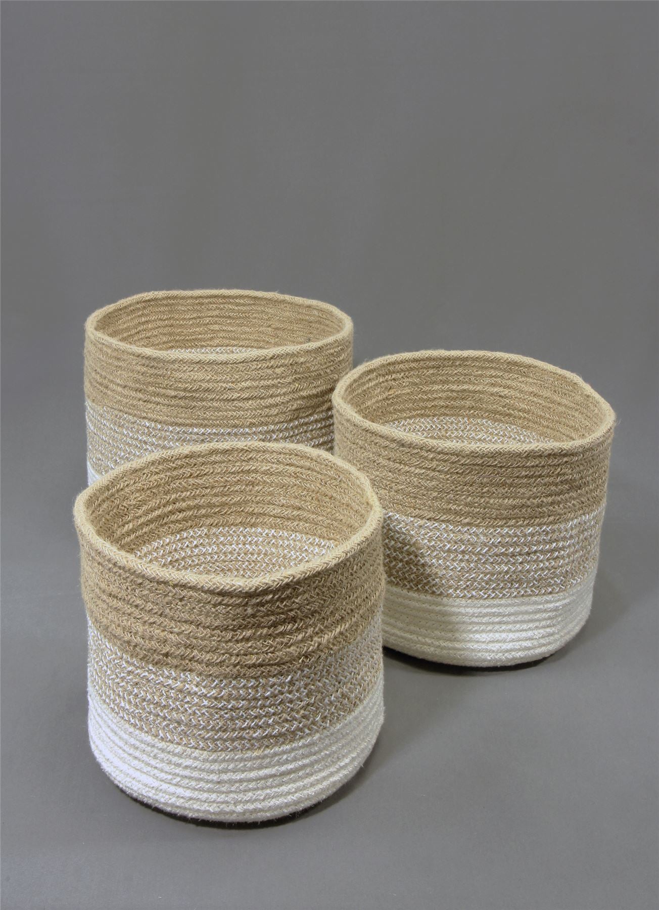 Barking Round Jute/Cotton Round Planter Striped Set of 3 Baskets
