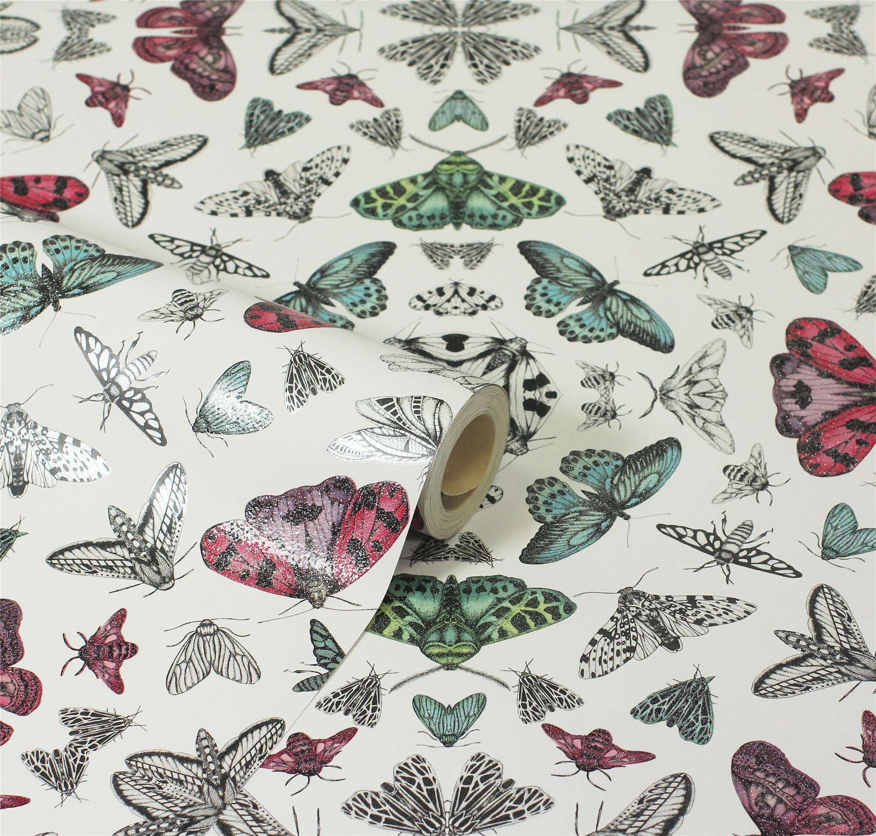 Glitter Bug White Multi Wallpaper sw12