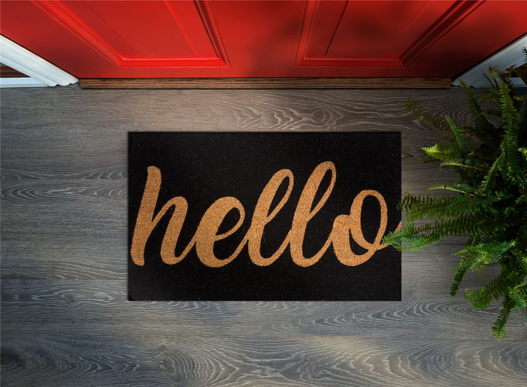 Astley Hello Printed PVC Backed Coir 40x60cm Doormat