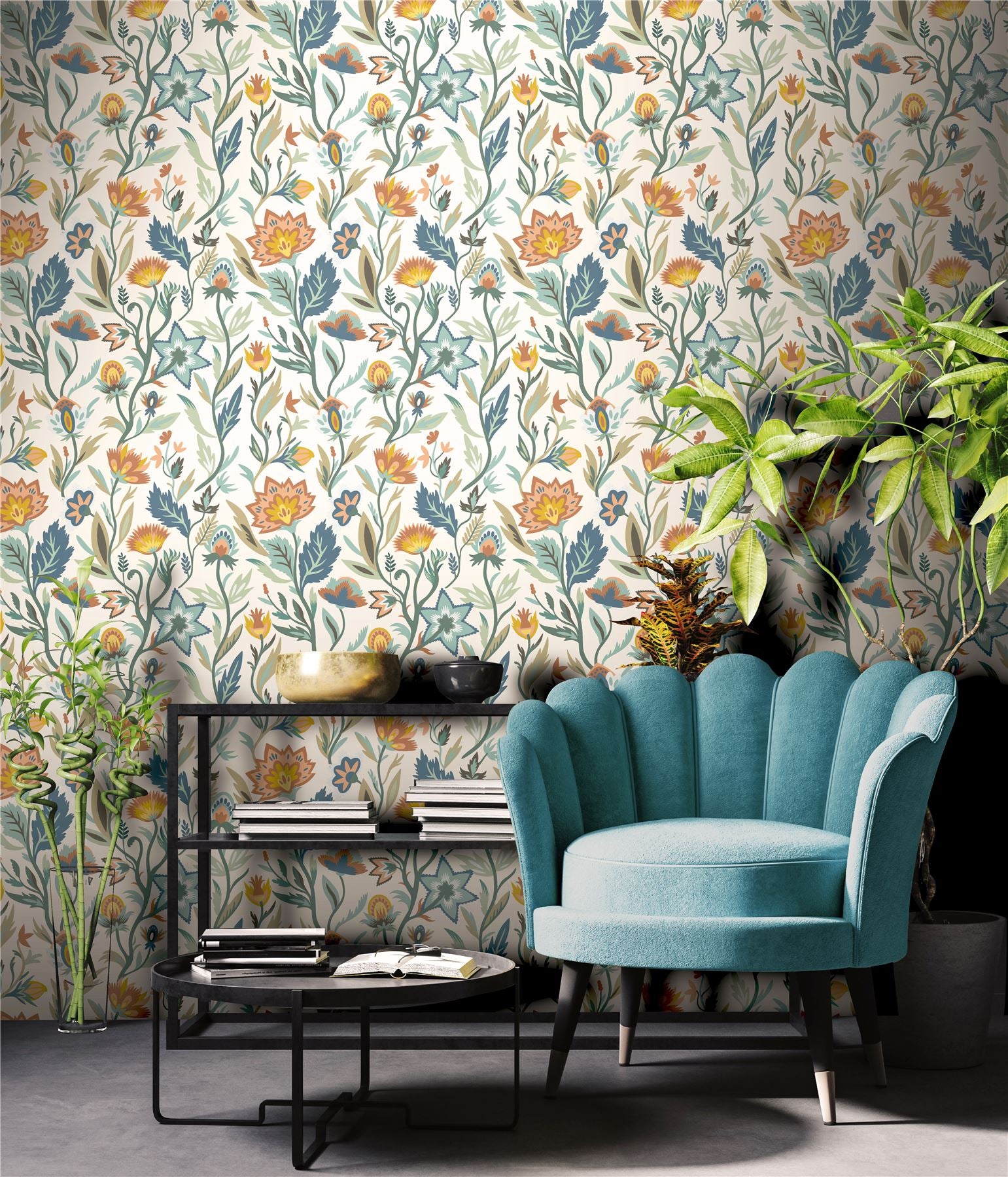 Lush Paradise Blue Wallpaper