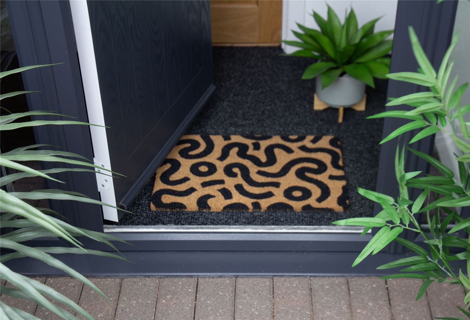 Astley Abstract Printed Neutral Doormat 40x60cm
