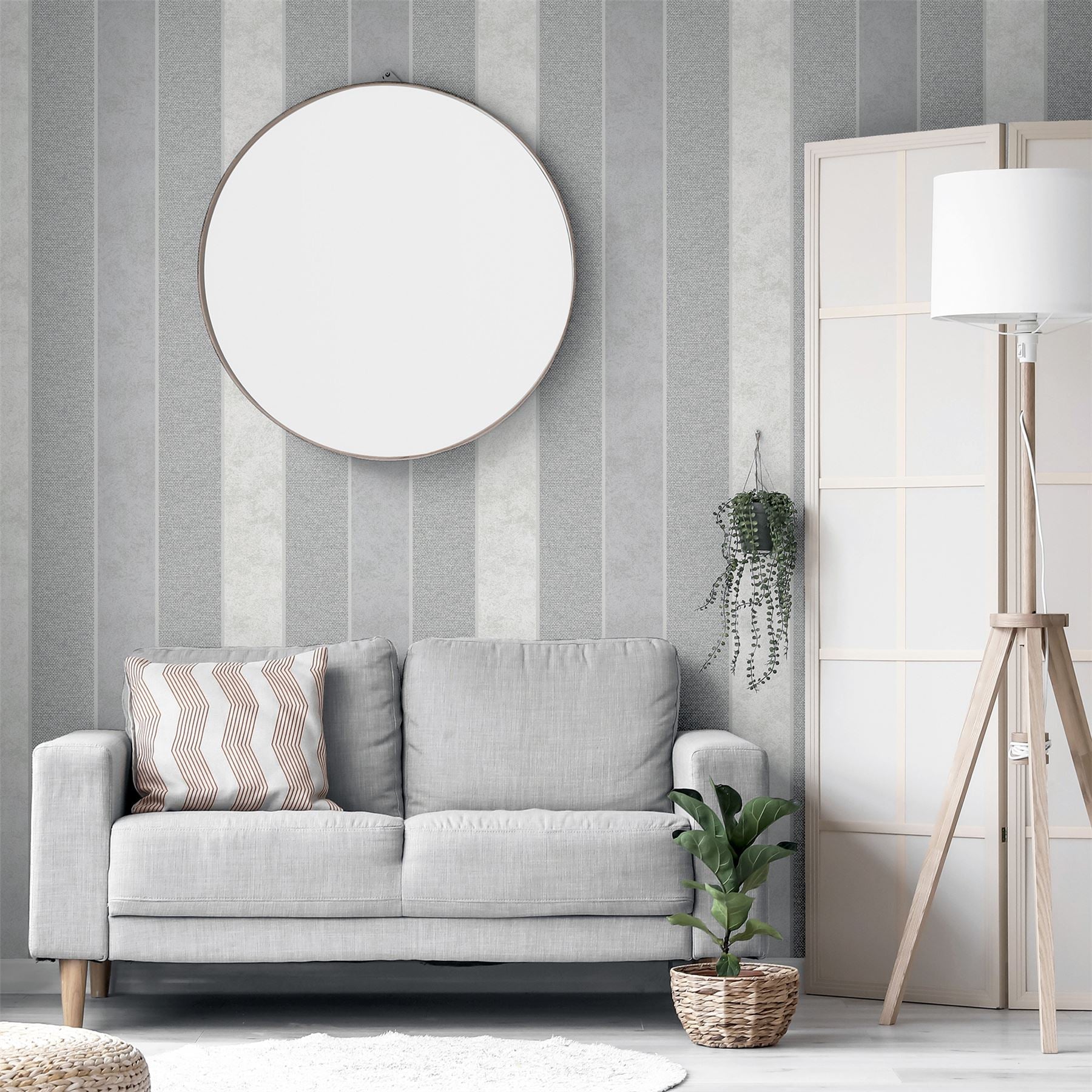 Calico Stripe Grey Wallpaper sw12