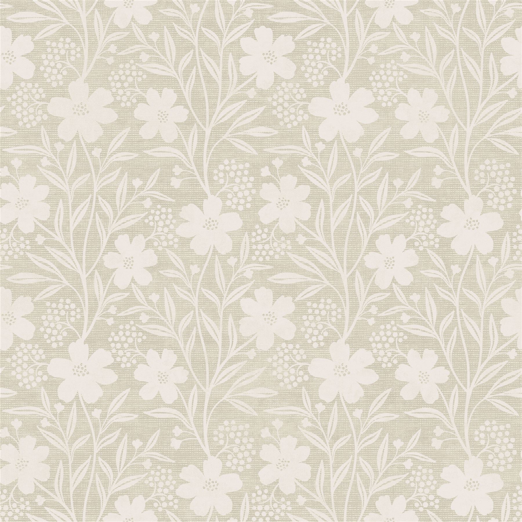 Berry Floral Neutral Wallpaper
