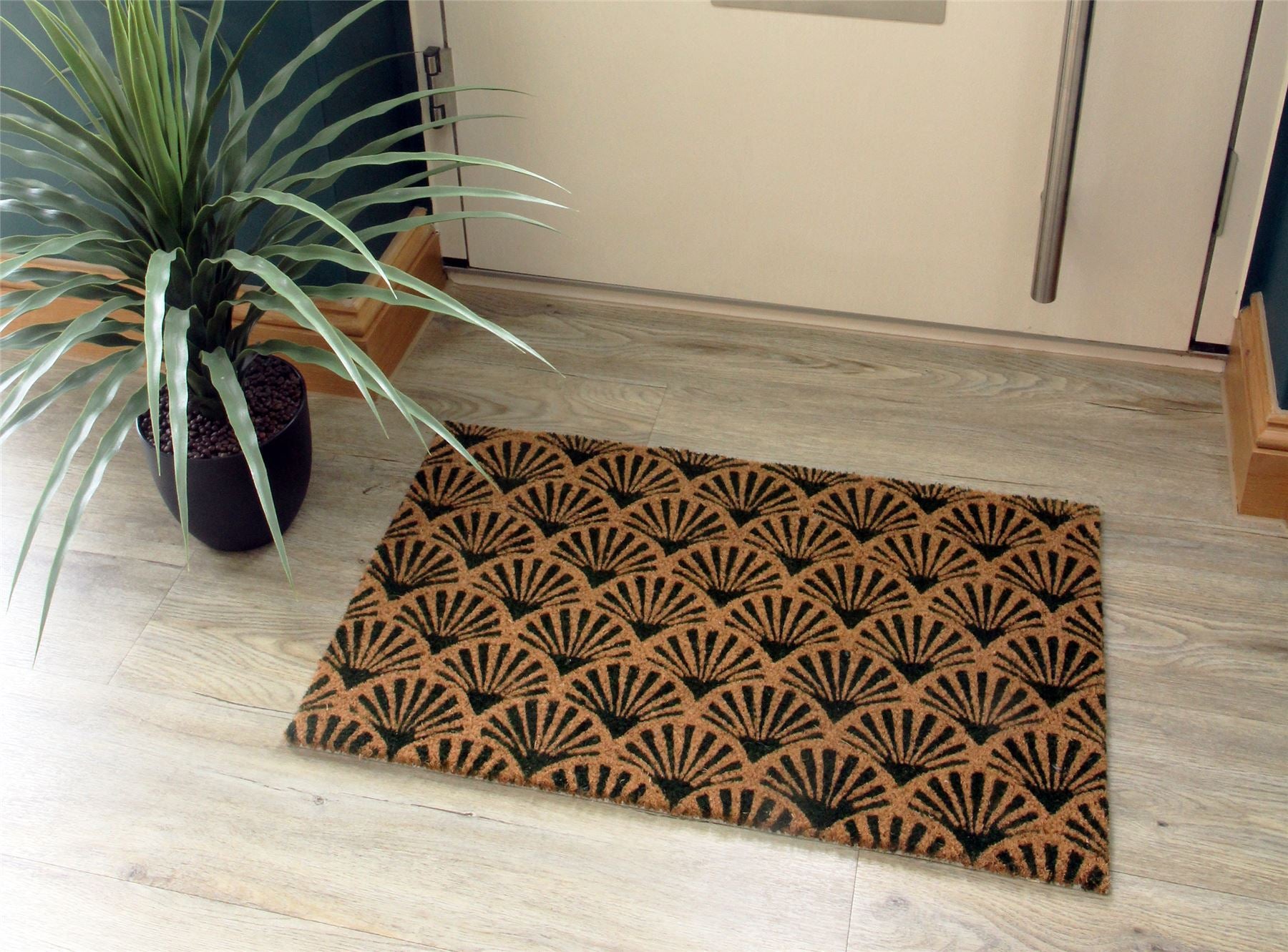 Astley Scallop Latex Backed Coir 45x75cm Forest Green Doormat