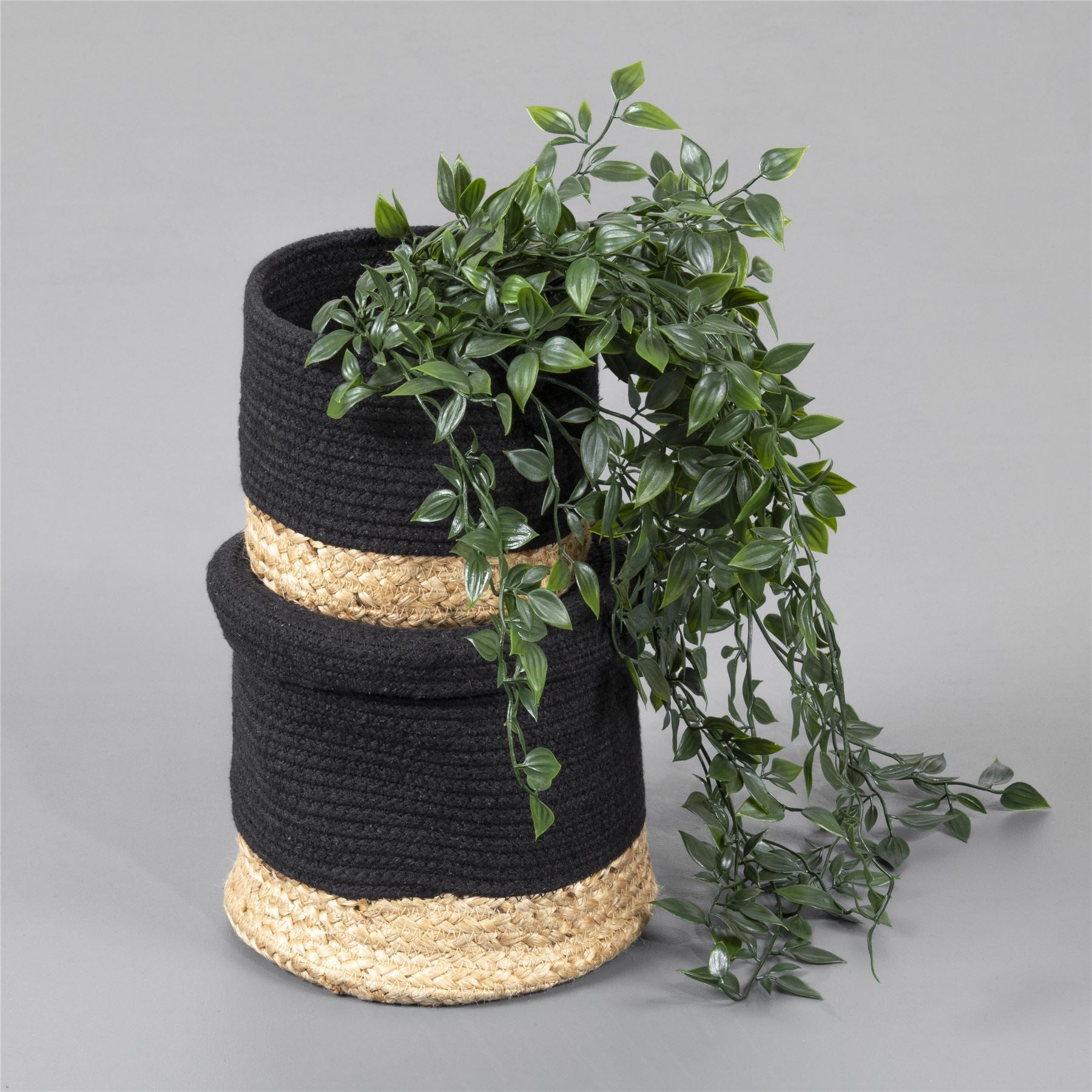 Balham  Lidded Nested 18x18x17cm Black Set of 2 Baskets