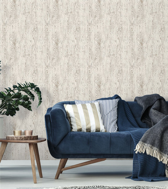 Wood Grain White Wallpaper