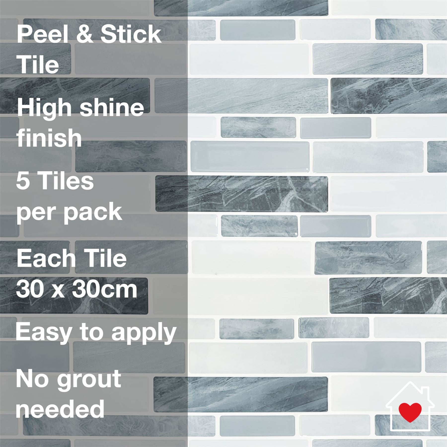 Wall Tile Slate 30.5x30.5cm Grey (5 Tiles Per Pack)