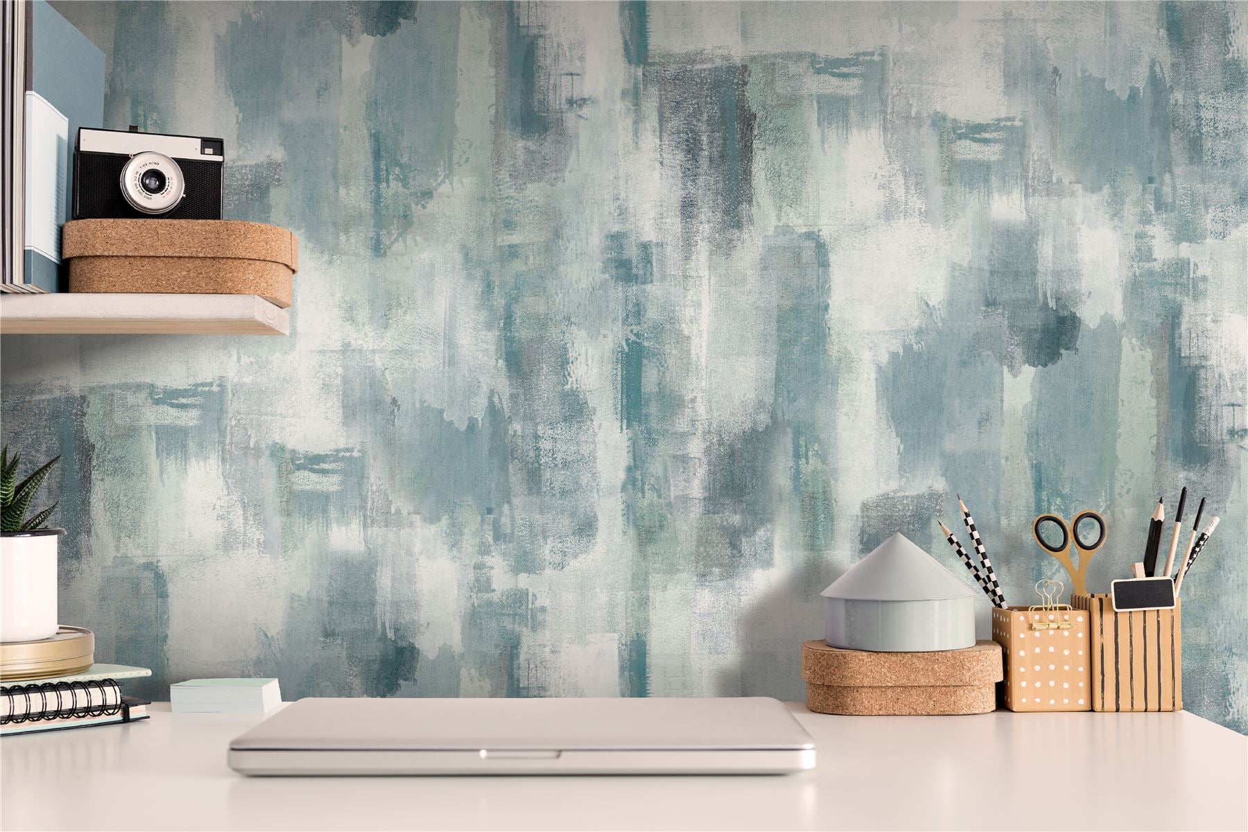 Painterly Pattern Blue Wallpaper