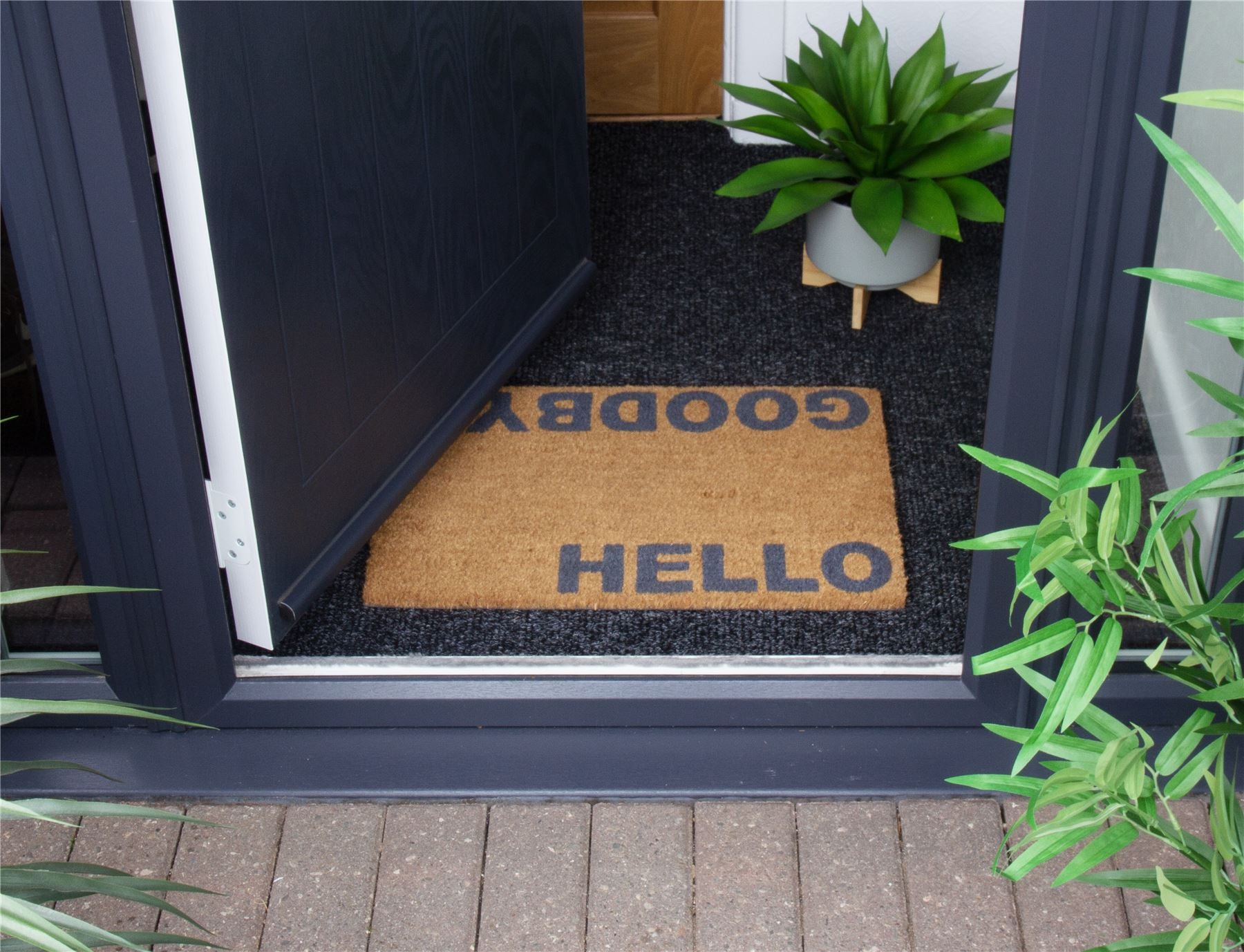 Astley Hello Goodbye Printed Neutral Doormat 40x60cm