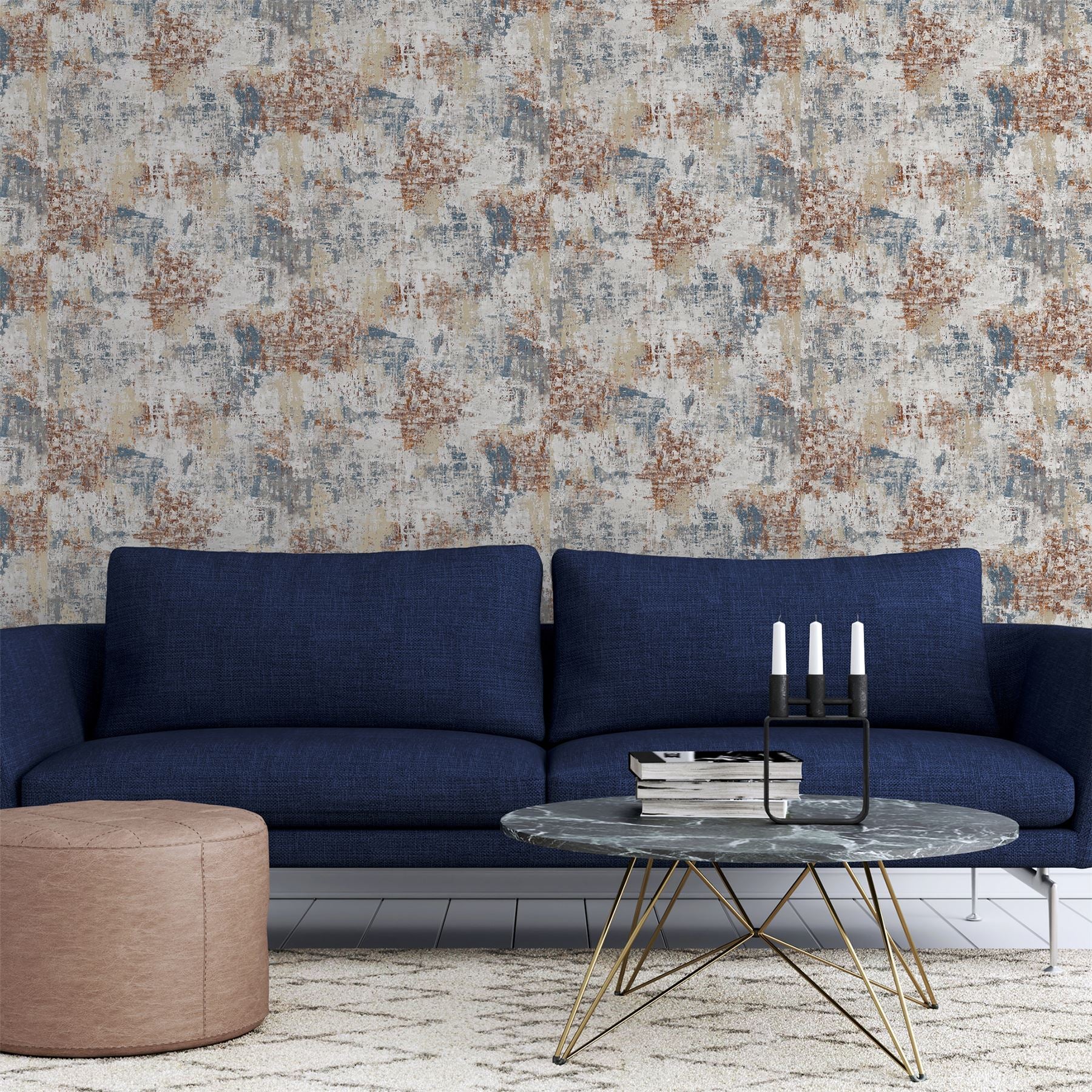 Abstract Texture Copper Navy Wallpaper