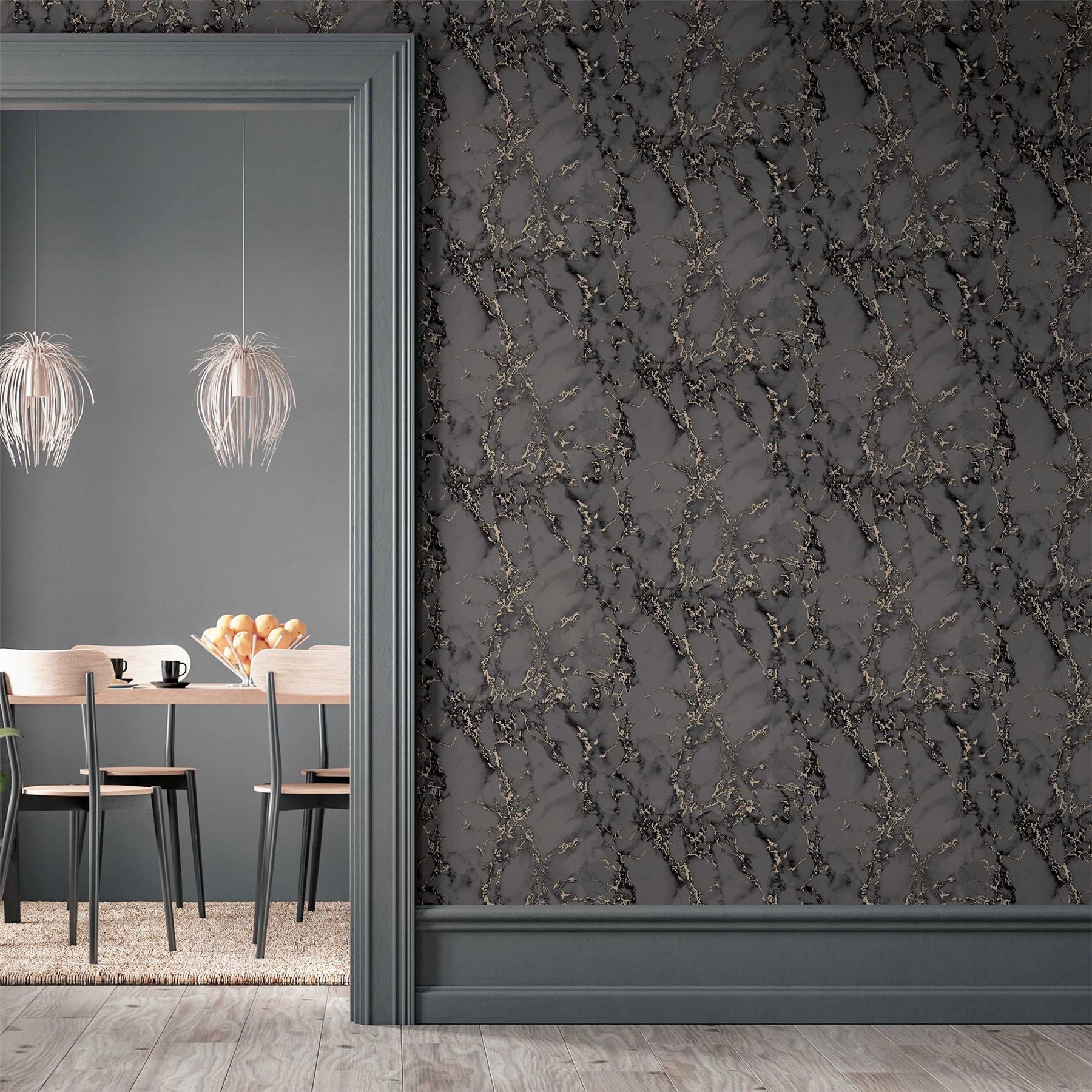 Carrara Marble Charcoal Wallpaper