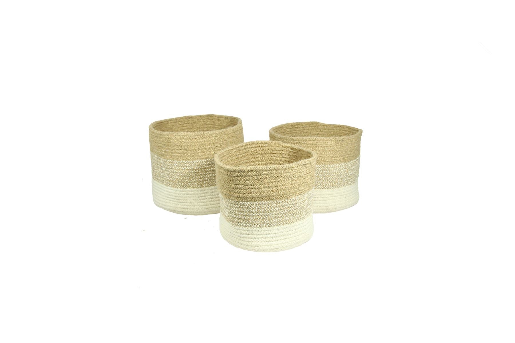 Barking Round Jute/Cotton Round Planter Striped Set of 3 Baskets