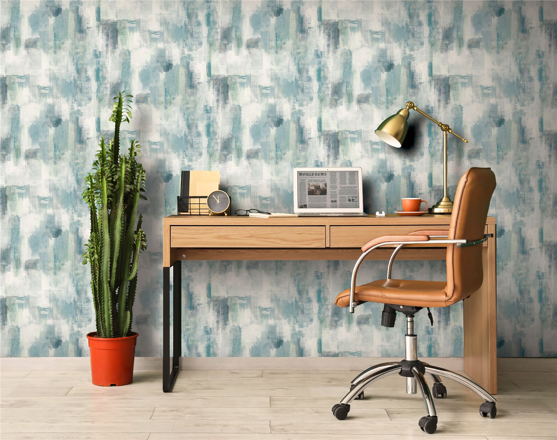 Painterly Pattern Blue Wallpaper