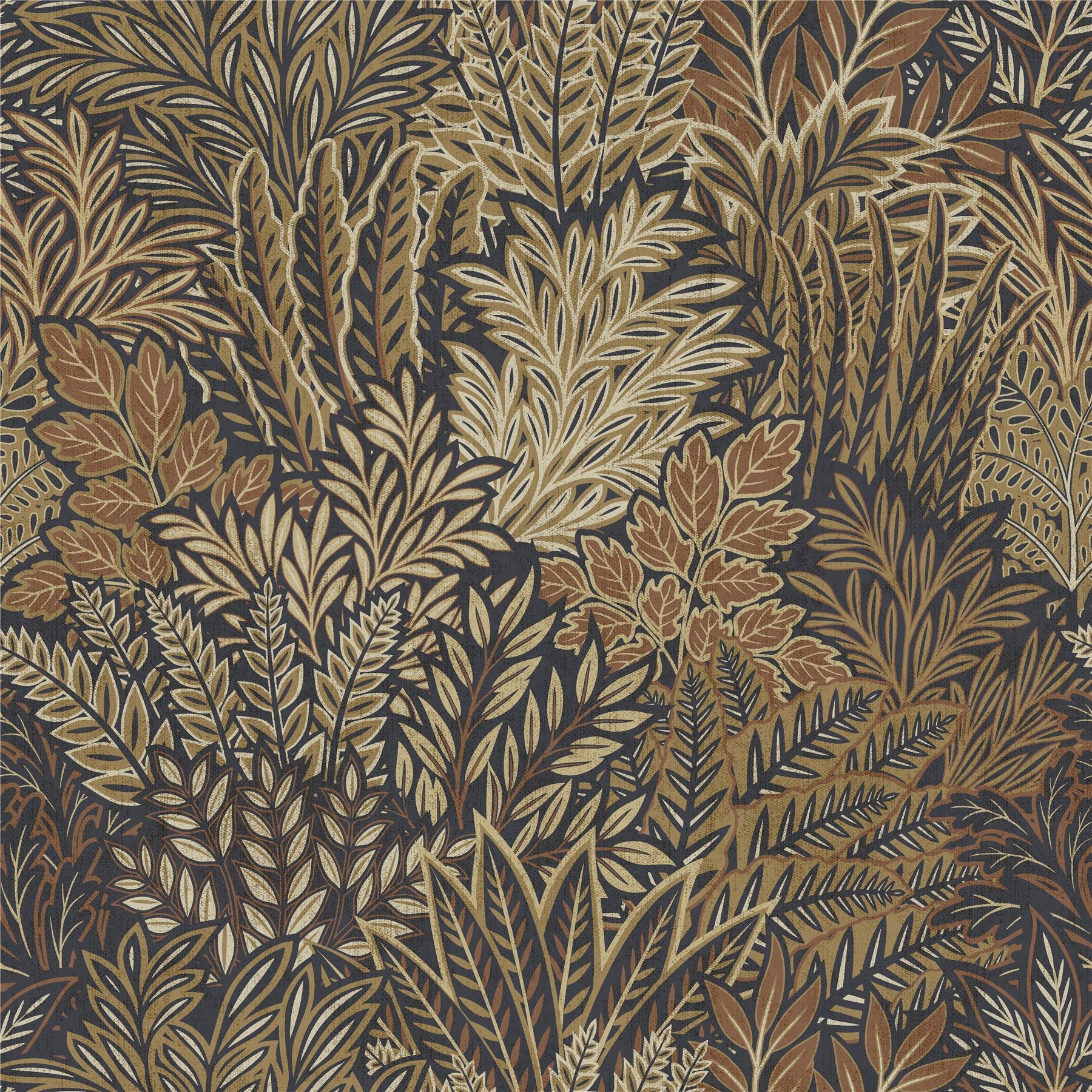 Illustrated Foliage Rust Wallpaper