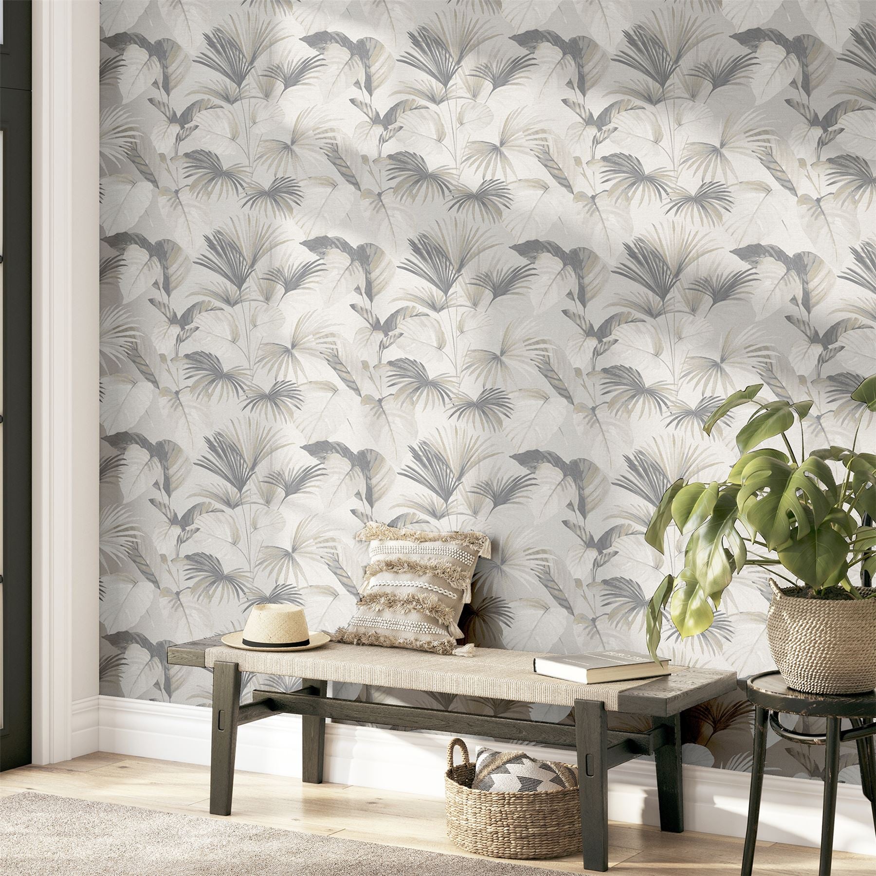 Palm Grove Natural Wallpaper