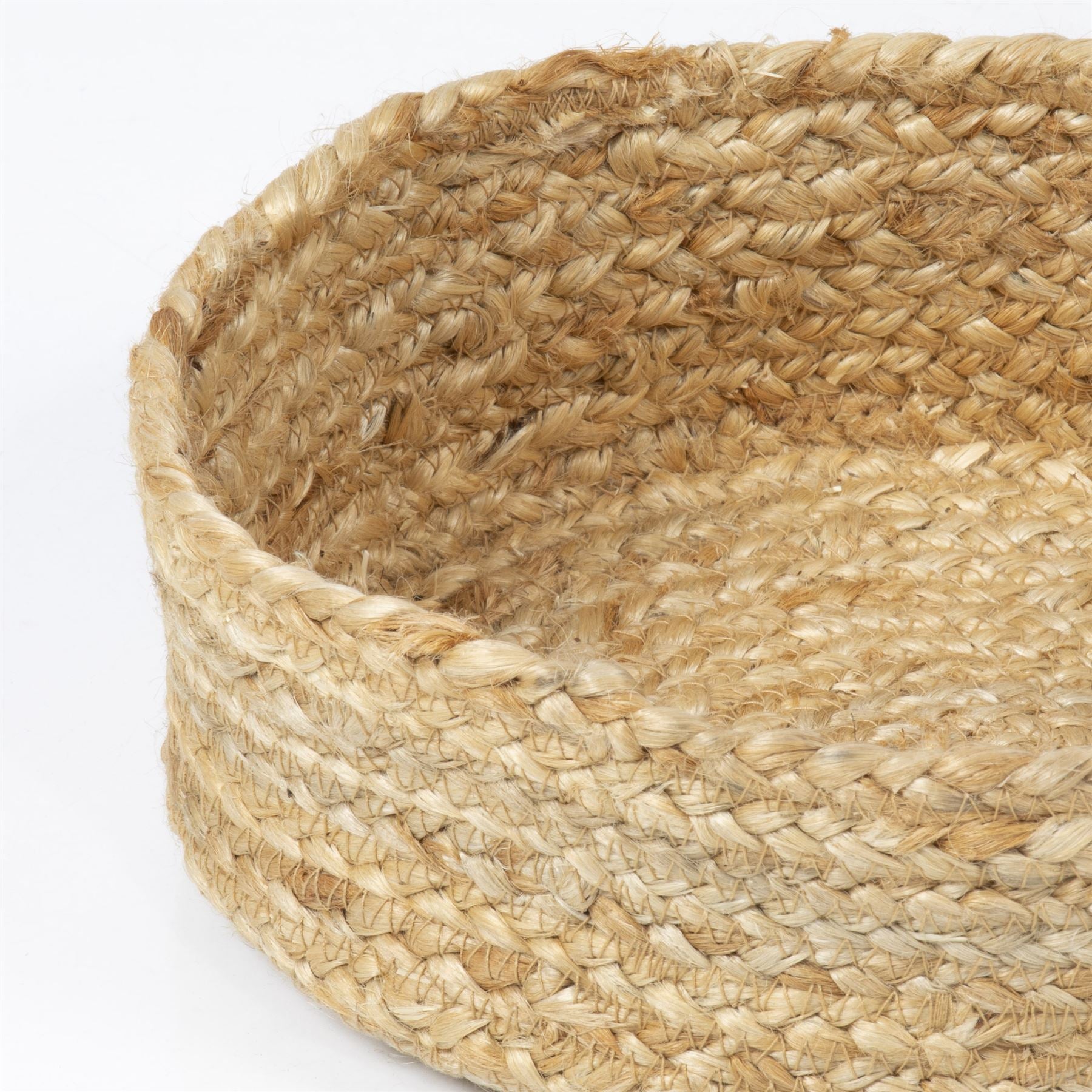 Bankside 100% Jute Flat Round Natural Set of 3 Baskets